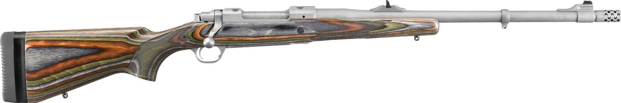 Ruger, Hawkeye Guide Gun, 338 Win Mag, 20, 3+1, Matte Stainless, Green Laminate