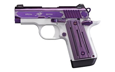 Kimber Mfg, Inc 3300214 Micro 9  9mm Luger 7+1 3.15" Stainless Ramped Steel Barrel, Purple PVD w/Border Engraving Stainless Steel Serrated Slide, Kimpro II Silver Aluminum Frame, Black/Purple G10 Grip