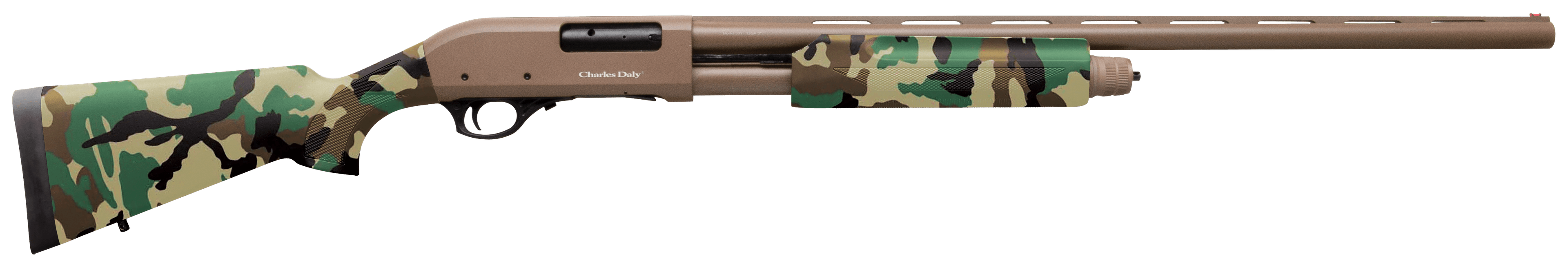 Charles Daly 301 Pump Field 12GA, 28in. Barrel, 4rd, Woodland Camo Stock & Forend - Tan (930330)