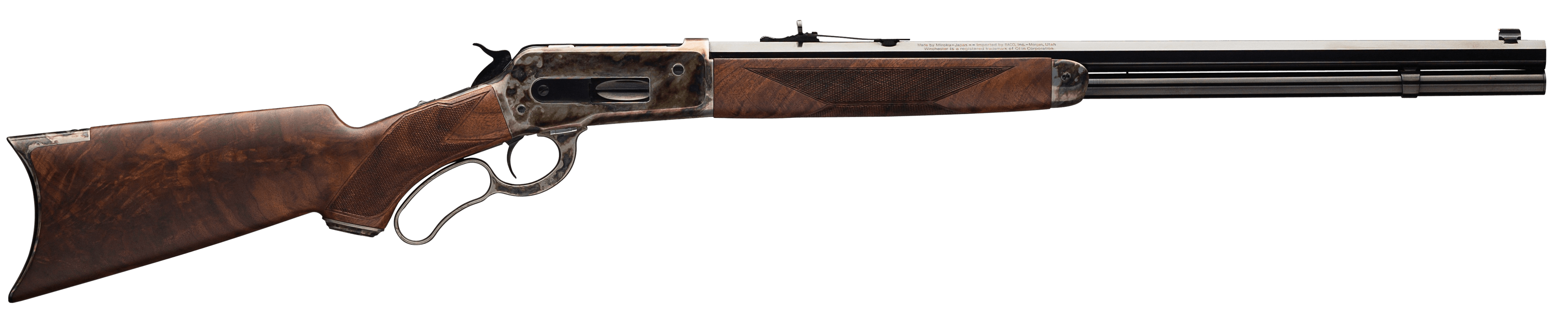 Winchester Model 1886 Deluxe 45-90 Win 24 Inch 8 Rounds Brushed Polished Blued Case Hardened Satin Walnut
