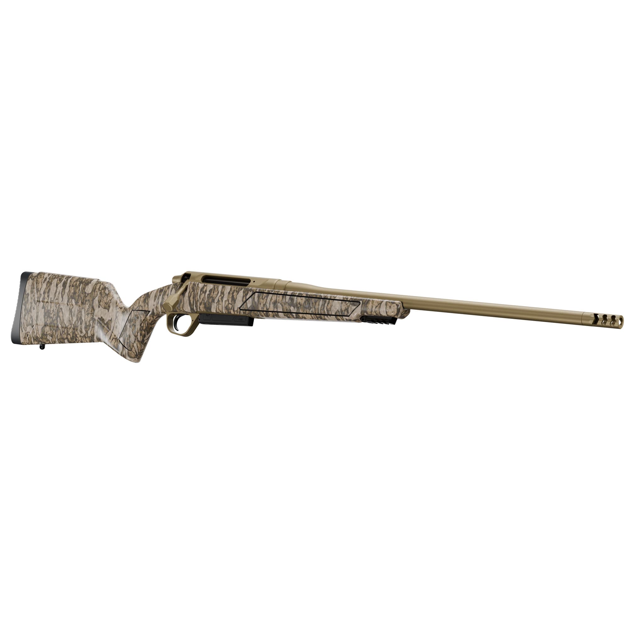 Christensen Arms 8011502000 Evoke  Full Size 7mm PRC 4+1 22" Flat Dark Earth Cerakote #4 Contour Threaded Barrel, Mossy Oak Bottomland Fixed Hybrid Hunter w/Picatinny Rail Synthetic Stock