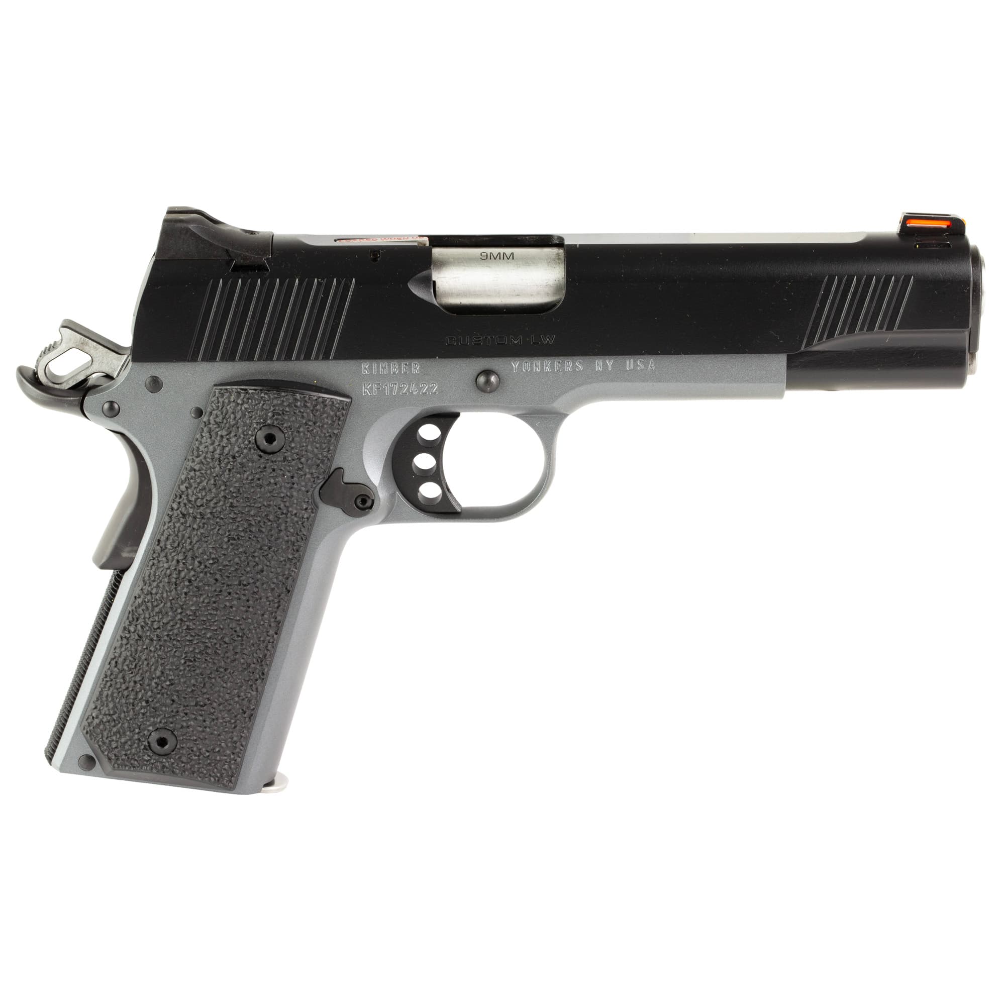 Kimber Mfg.,inc 3700786CA Custom LW Shadow Ghost (MA) 9mm 9+1 5" KimPro Black Stainless Steel Slide Double-Diamond Checkered Rubber Grip