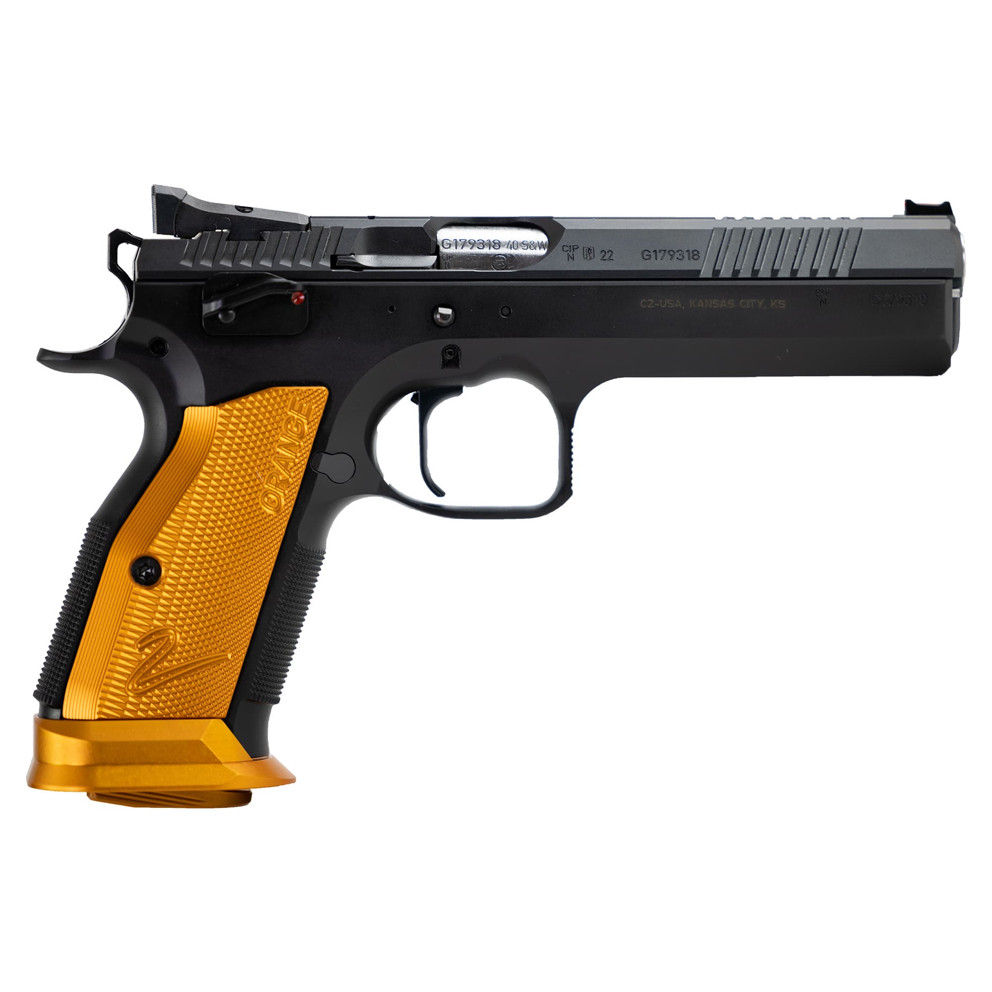 Cz 91266 Ts2 9mm Luger 5.28 inch 20+1 Bull Barrel Polycoat Frame Orange Grip