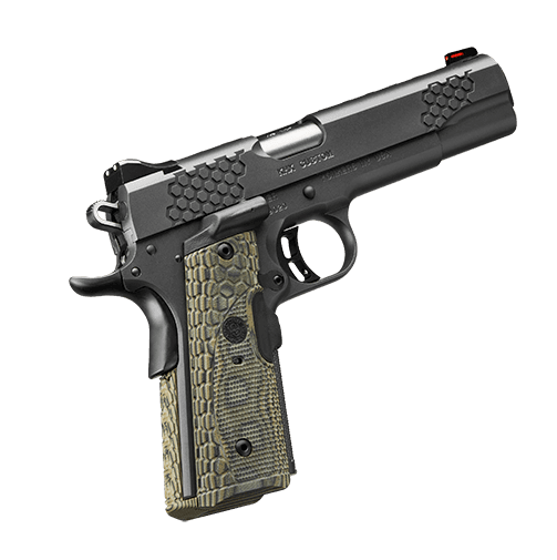 Kimber Mfg, Inc 3000358 KHX Custom 45 ACP 8+1 5" Stainless Match Grade Barrel, KimPro II Gray Serrated Stainless Steel Slide, Kimpro II Gray Stainless Steel Frame w/Beavertail, G10 MagGrip w/Red Laser