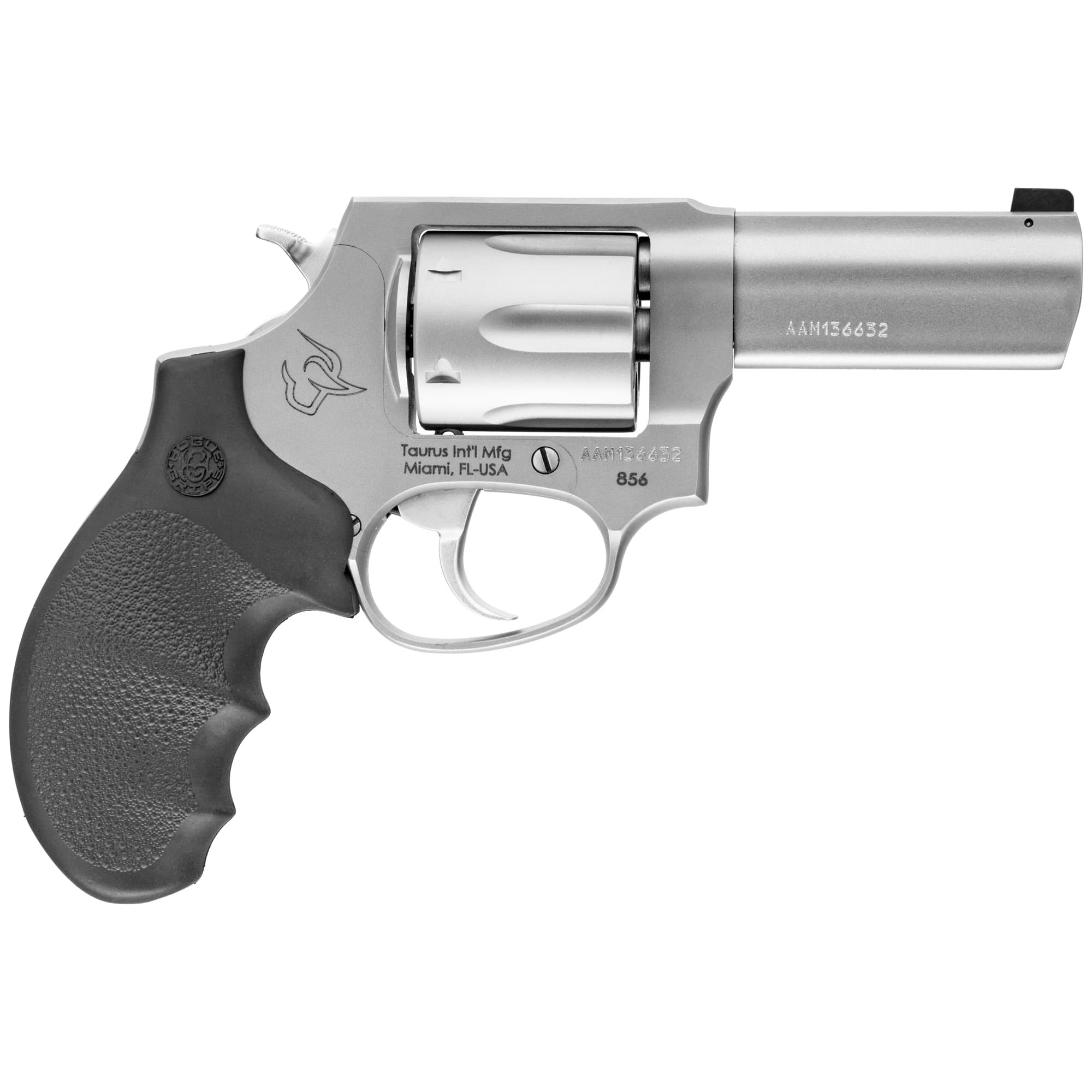 Taurus Defender 856 Revolver - Stainless Steel | 38 Spl +P | 3" Barrel | 6rd | Hogue Rubber Grip | Front Night Sight