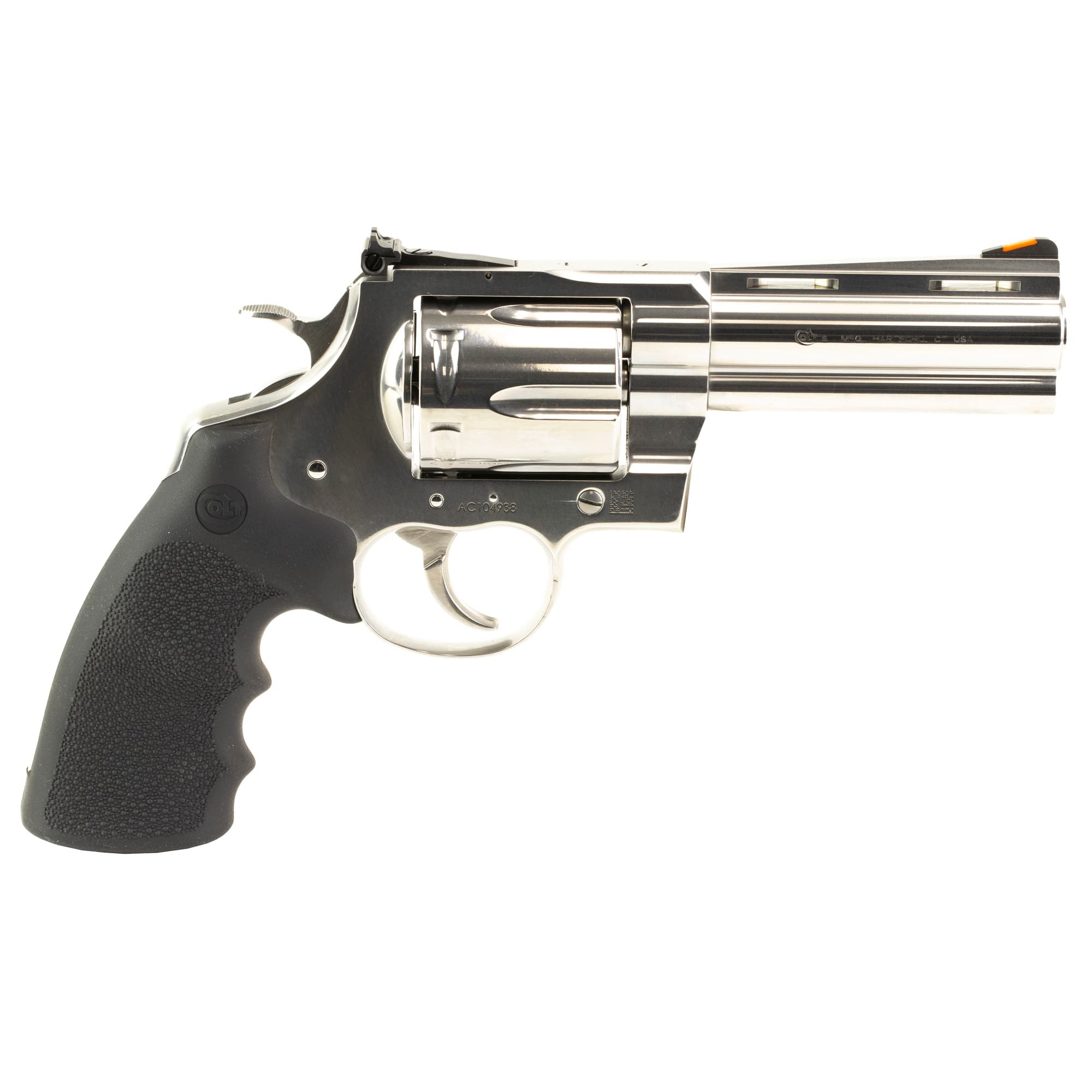 Colt Anaconda 44 Remington Magnum 4.25 in 6 Round Stainless Hogue Rubber Grips