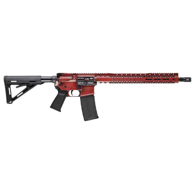Black Rain Ordnance BROWTPRB Spec 15+ We The People 5.56x45mm NATO 30+1 16", Red Battleworn with Deep Engraving, 15" Slim M-LOK, Magpul Grip/Carbine Stock, Castle Flash Hider