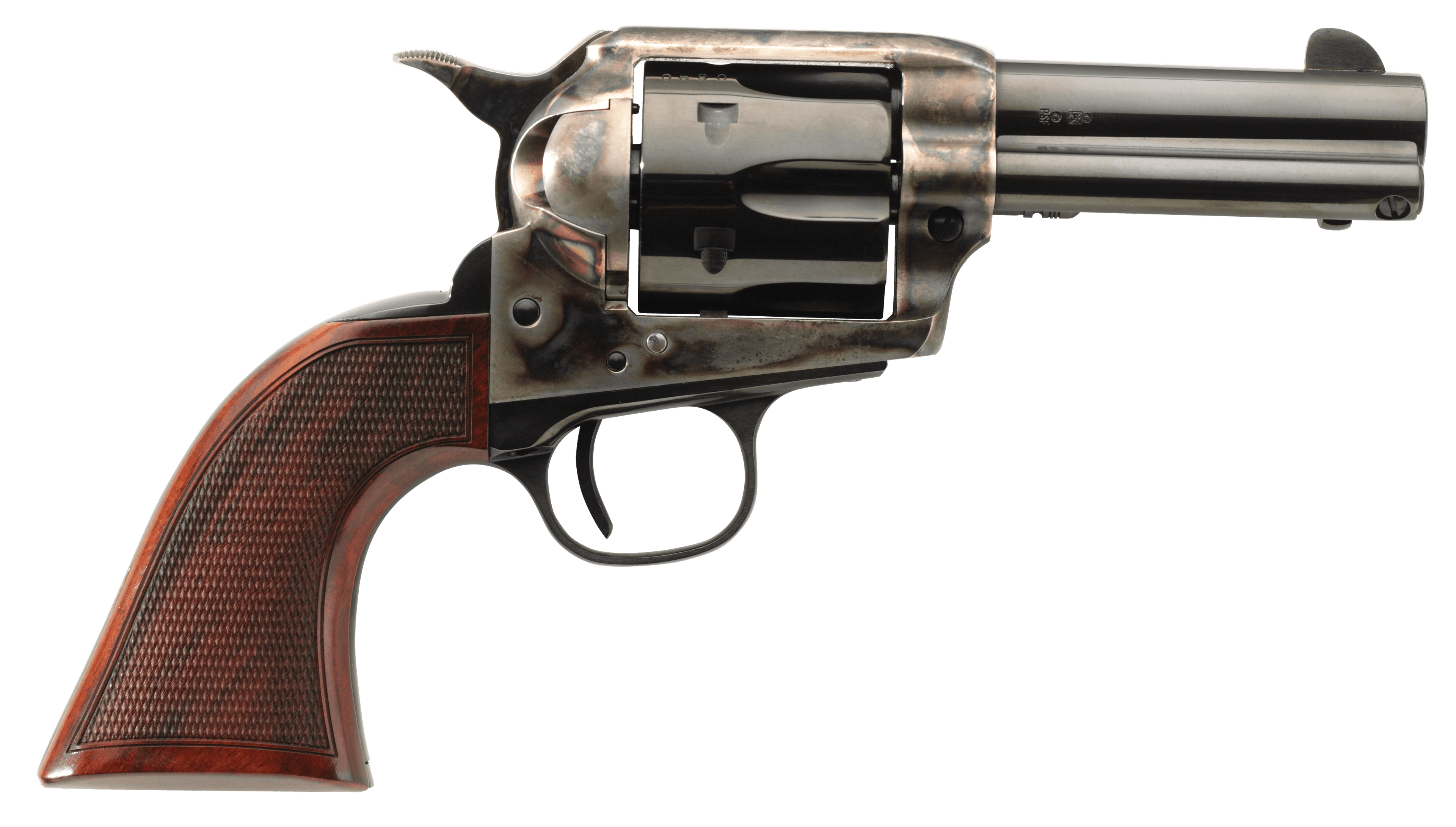 Taylors & Company 556217DE Short Stroke Runnin Iron Deluxe 45 Colt (LC) 6rd 3.50" Blued Cylinder & Barrel Color Case Hardened Steel Frame Checkered Walnut Grip (Taylor Tuned)