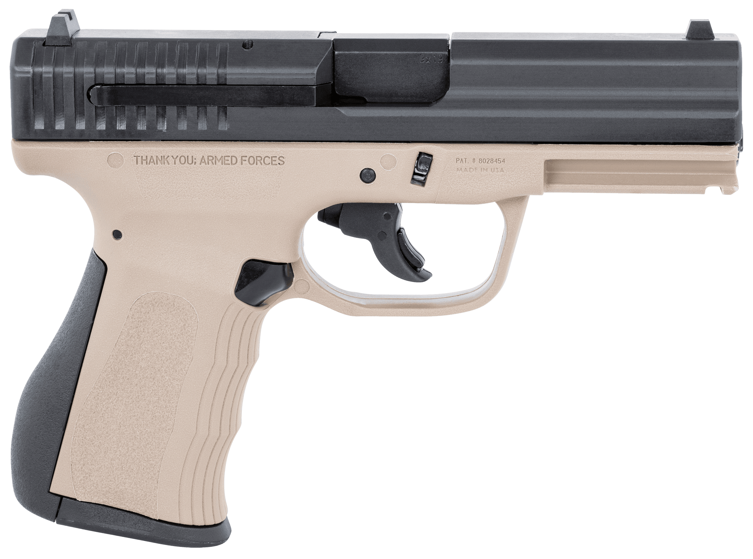 FMK G9C1G2DESSCM 9C1 G2 *CA/MA Compliant 9mm Luger 10+1 4" Black Stainless Steel Barrel, Black Serrated Carbon Steel Slide, Flat Dark Earth Polymer Frame w/Picatinny Rail, Black Backstrap Grip