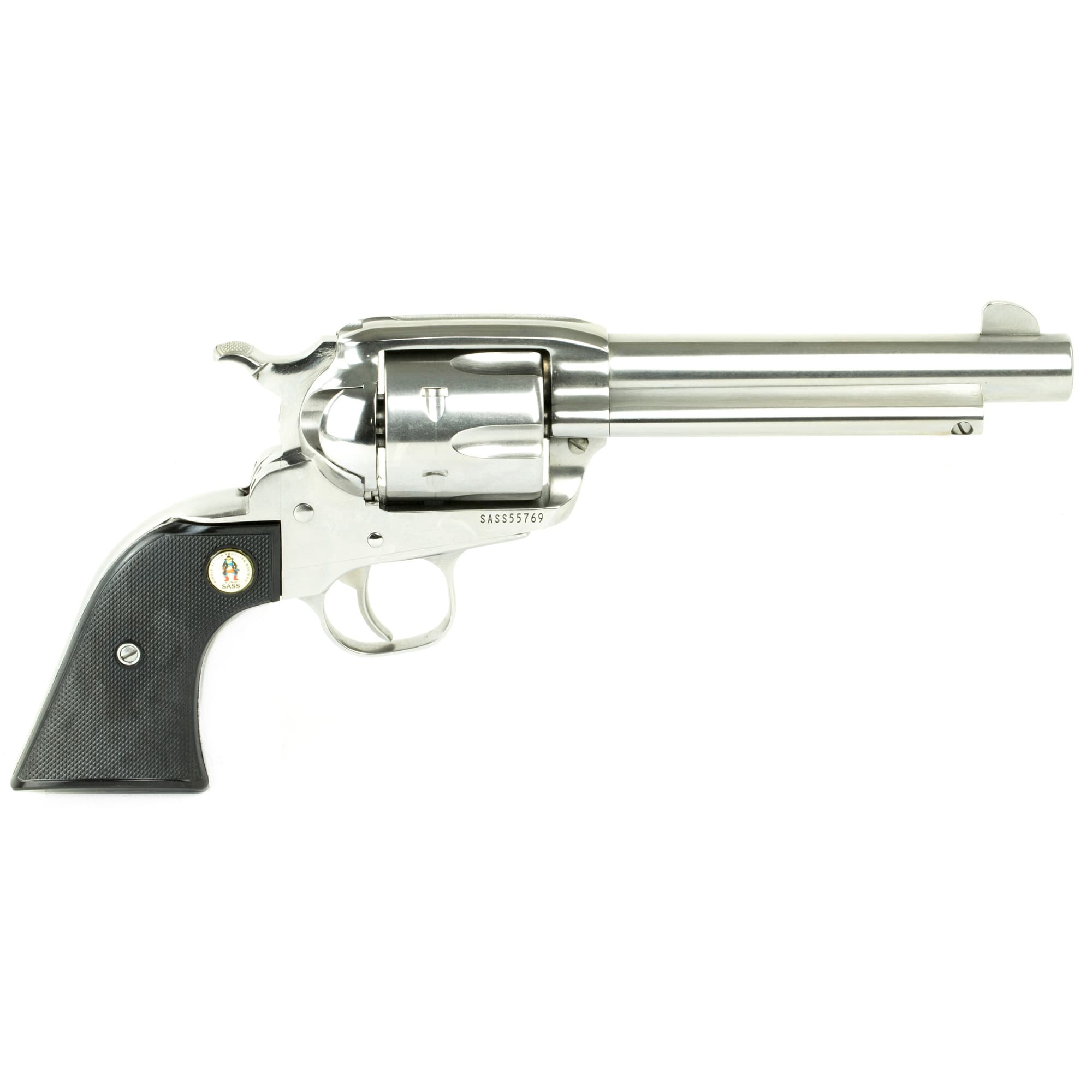 Ruger 5134 Vaquero SASS 45 Colt (Long Colt) 6rd 5.50" High Gloss Barrel, Cylinder & Frame, Black Checkered Polymer Grip, Transfer Bar Safety, Montado Hammer (1 of 2)