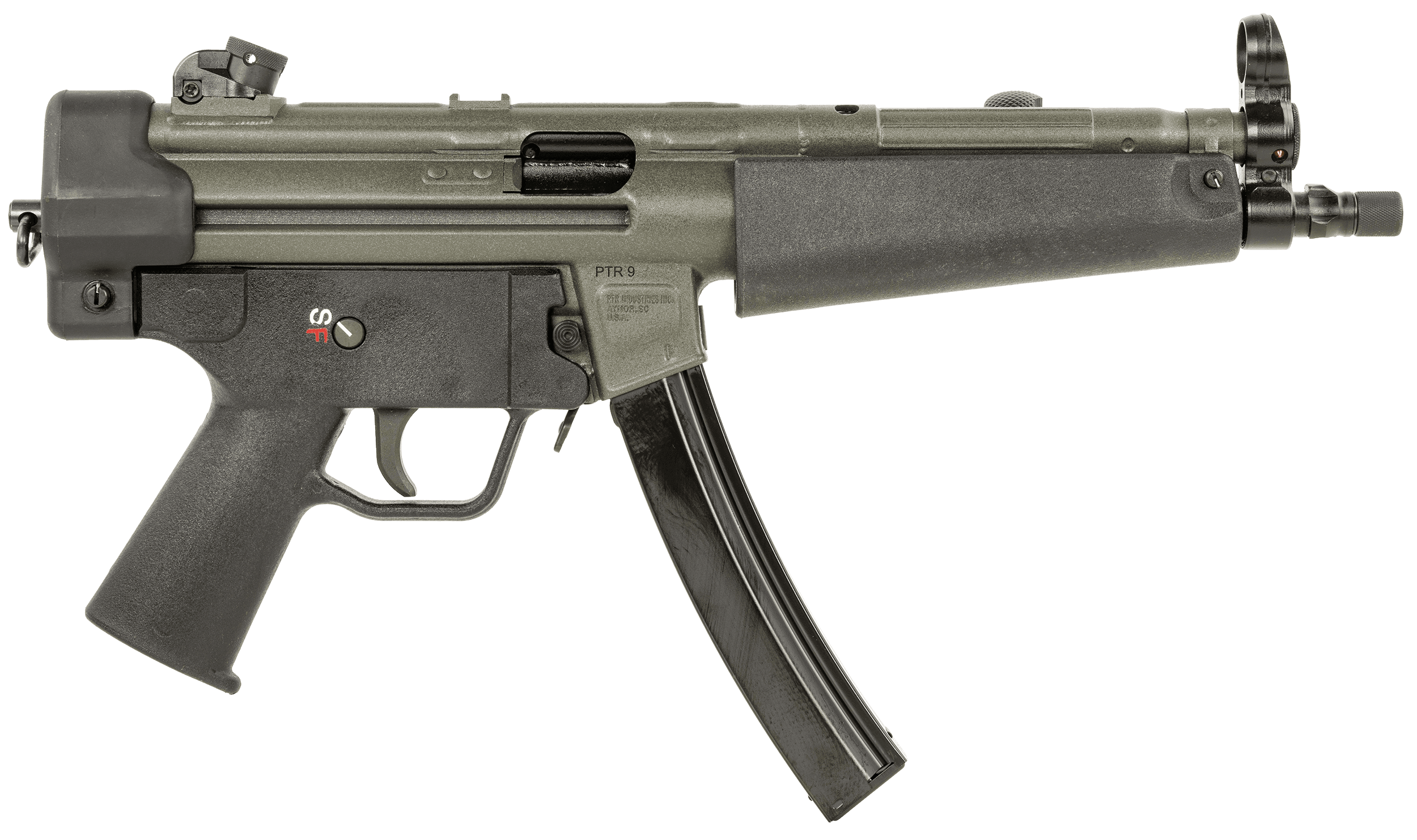 PTR 604 9CT Classic 9mm Luger 20+1 8.86", OD Green Rec, Black Polymer Furniture, 3-Lug Adapter, Rotary/Hooded Sights