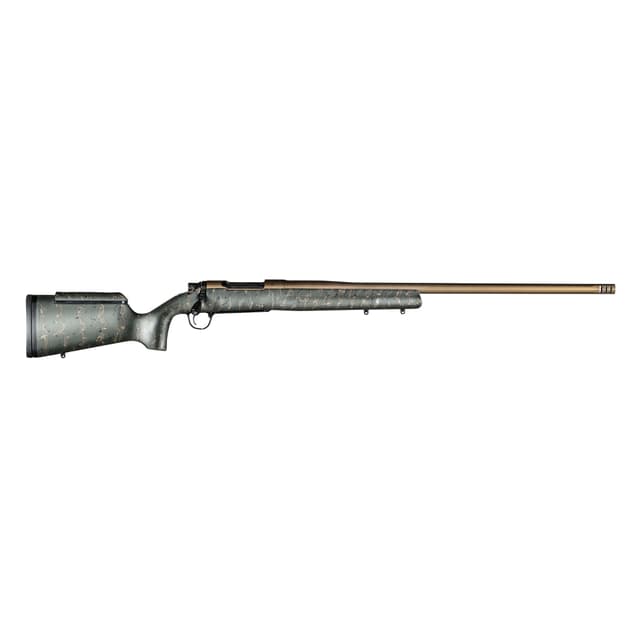 Christensen Arms 8010201400 Mesa Long Range 338 Lapua Mag 3+1 27" Threaded Barrel, Burnt Bronze Cerakote, Green with Black/Tan Webbing Stock