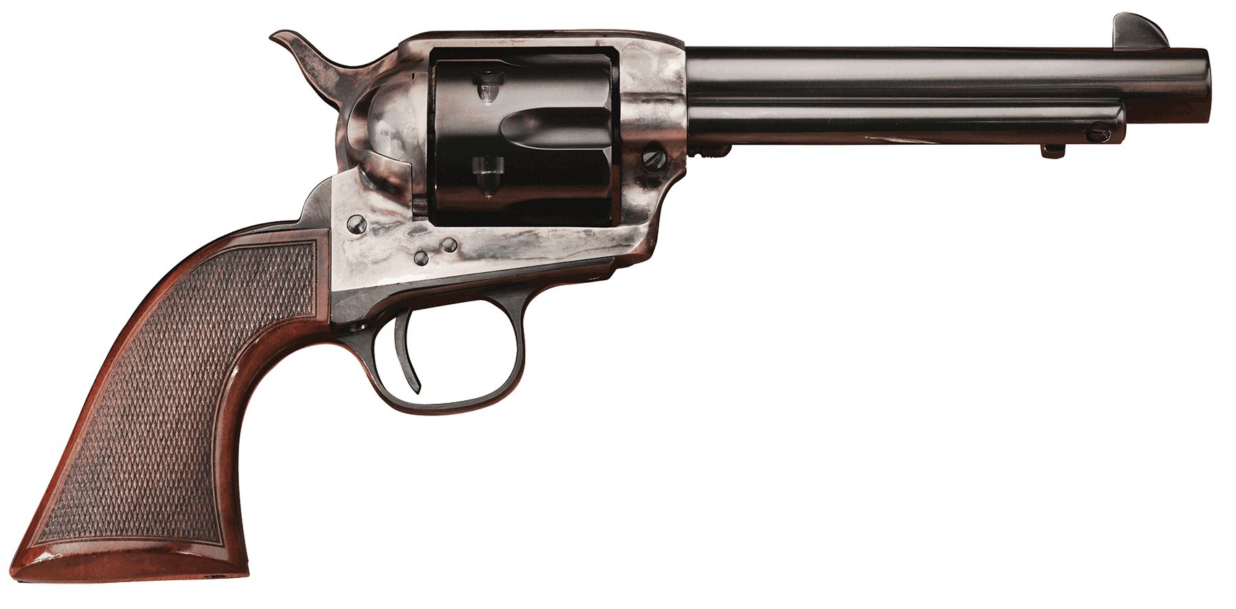 Taylors & Company 4109DE Smoke Wagon Deluxe 45 Colt (LC) 6rd 4.75" Blued Cylinder & Barrel Color Case Hardened Steel Frame Checkered Walnut Grip