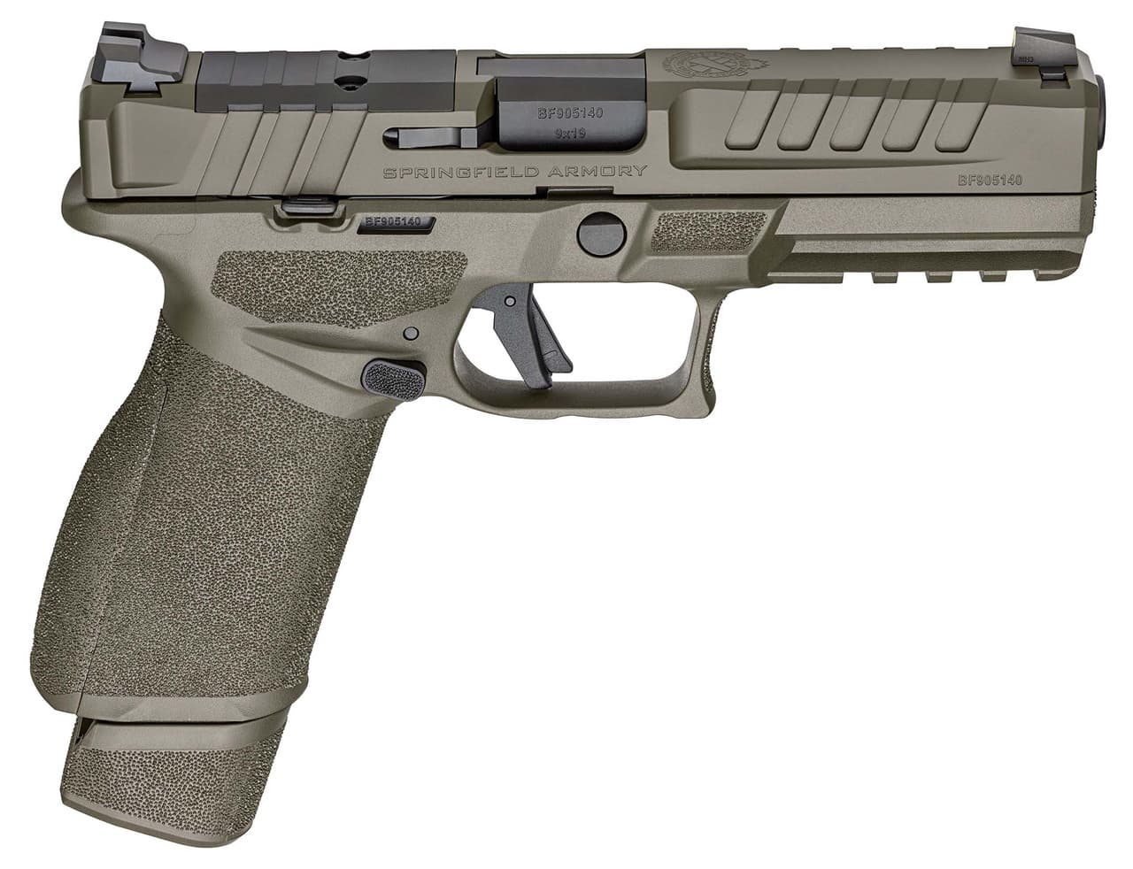 Springfield Armory EC9459GU Echelon  Full Size 9mm Luger 20+1 4.50" Black Melonite Steel Barrel, OD Green Cerakote Optic Ready/Serrated Steel Slide & Polymer Frame w/Picatinny Rail, Textured Grip