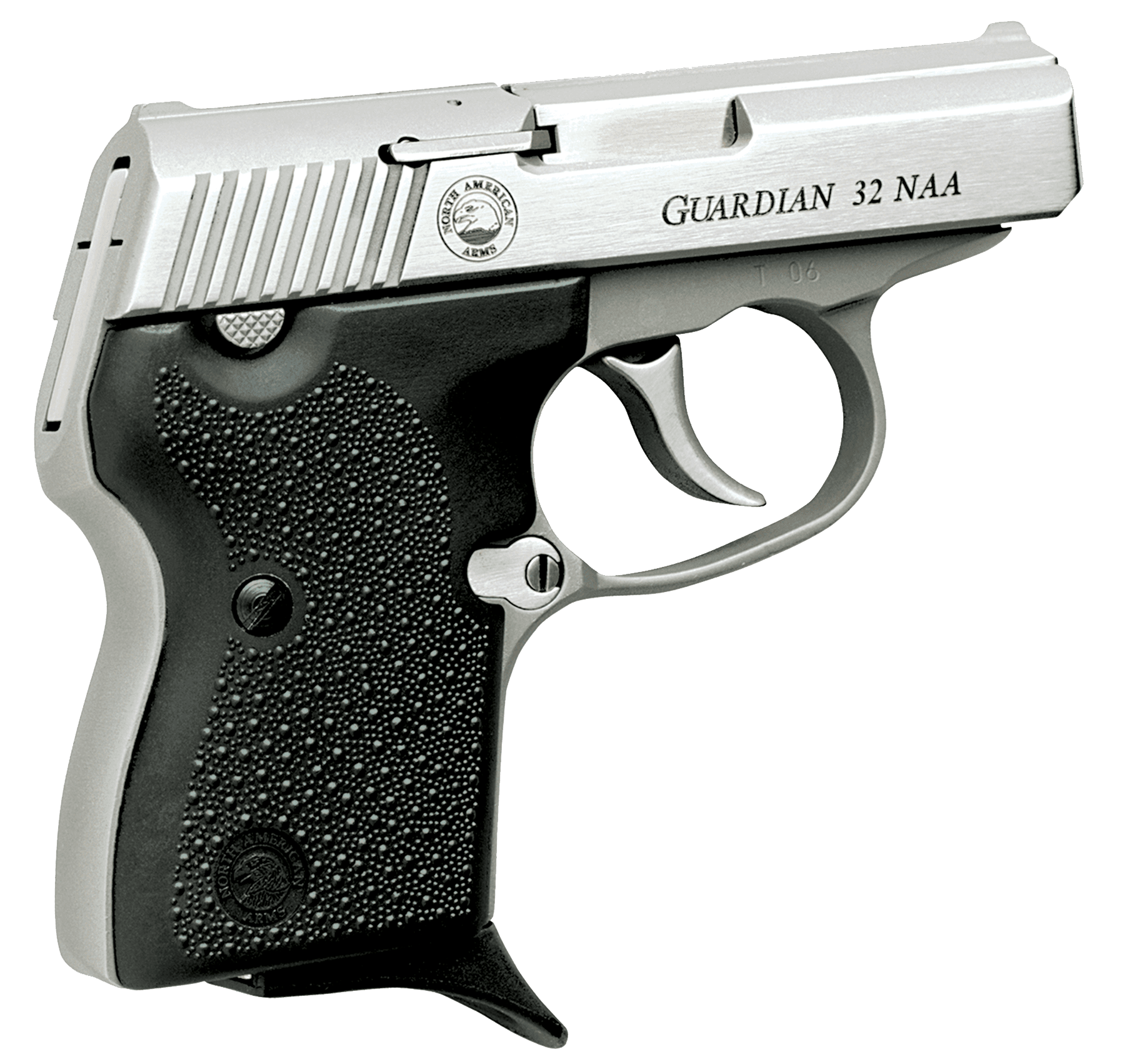 North American Arms 32NAA Guardian 32 NAA 2.50" Barrel 6+1 Stainless Steel Slide, Black Rubber Grips