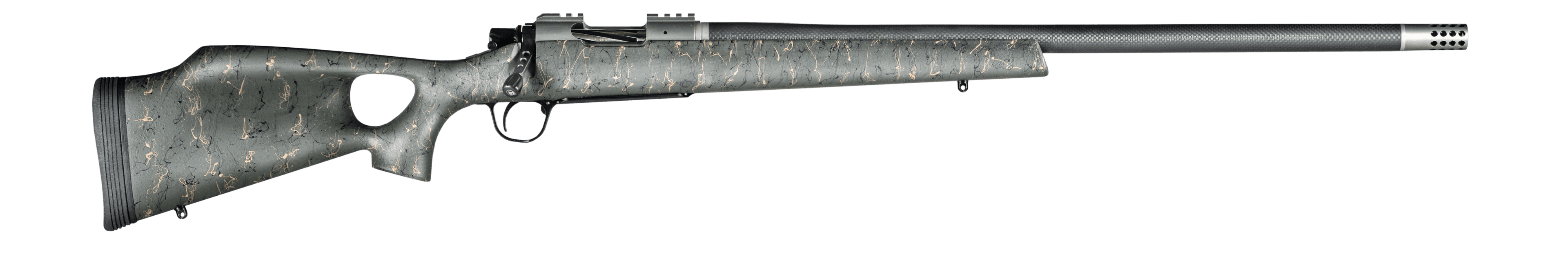 Christensen Arms CA10269H14223 Summit TI  Full Size 6.5 Creedmoor 4+1, 24" Natural Titanium Steel Threaded Barrel, Natural Titanium Aluminum Receiver, Green w/Black/Tan Webbing Fixed Thumbhole Stock