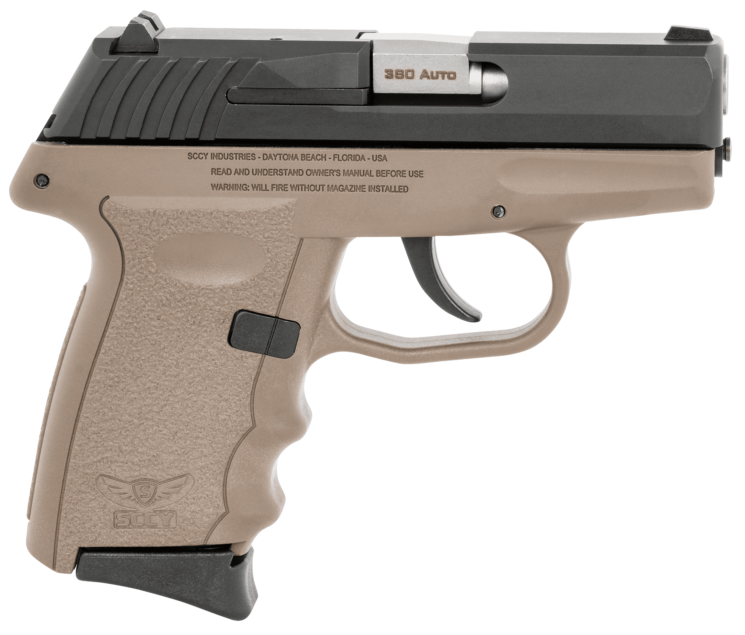 SCCY Industries CPX-3CBDE CPX-3  380 ACP 10+1 3.10" Flat Dark Earth Polymer Serrated Black Nitride SS Slide Finger Grooved FDE Polymer Grip