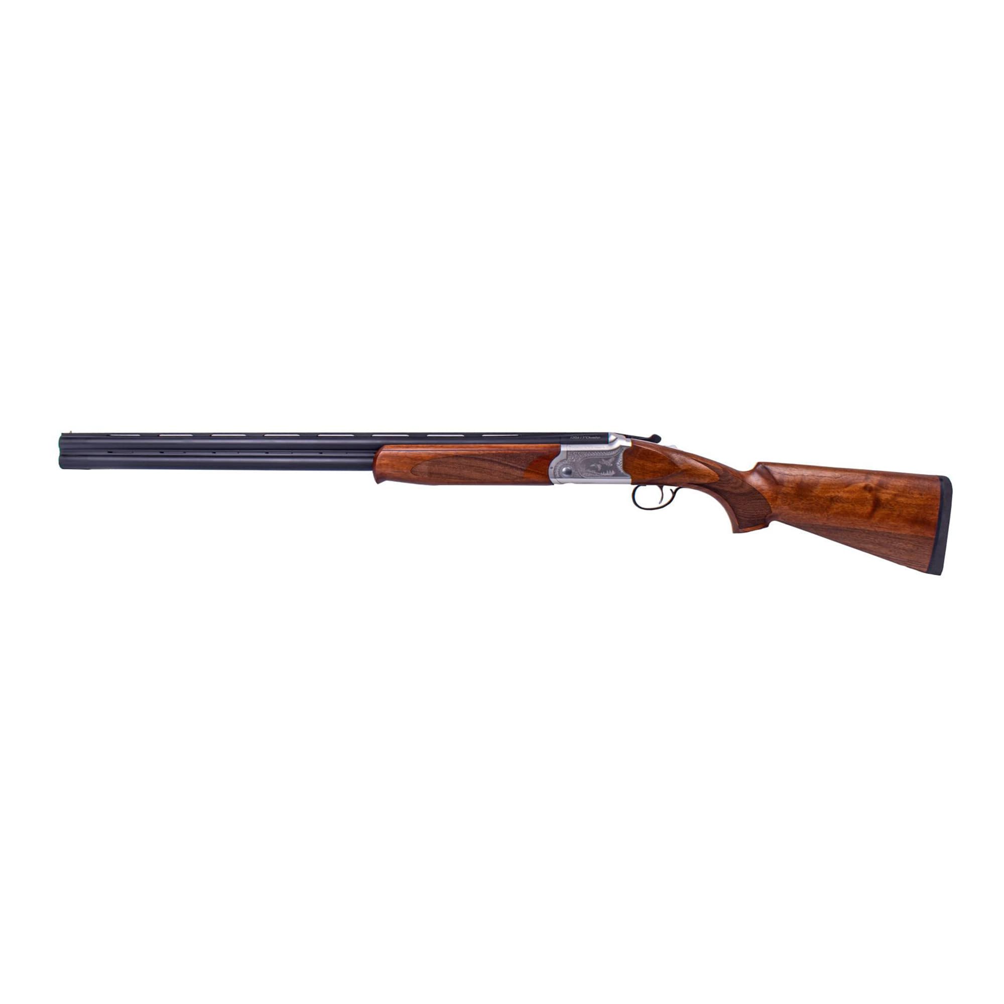 ATI ATIGKOF12SVE26 Cavalry SVE 12 Gauge 3" 2rd 26" Blued O/U Barrel, Silver Engraved Metal Finish, Oiled Turkish Walnut Stock, Ejector, 5 Chokes