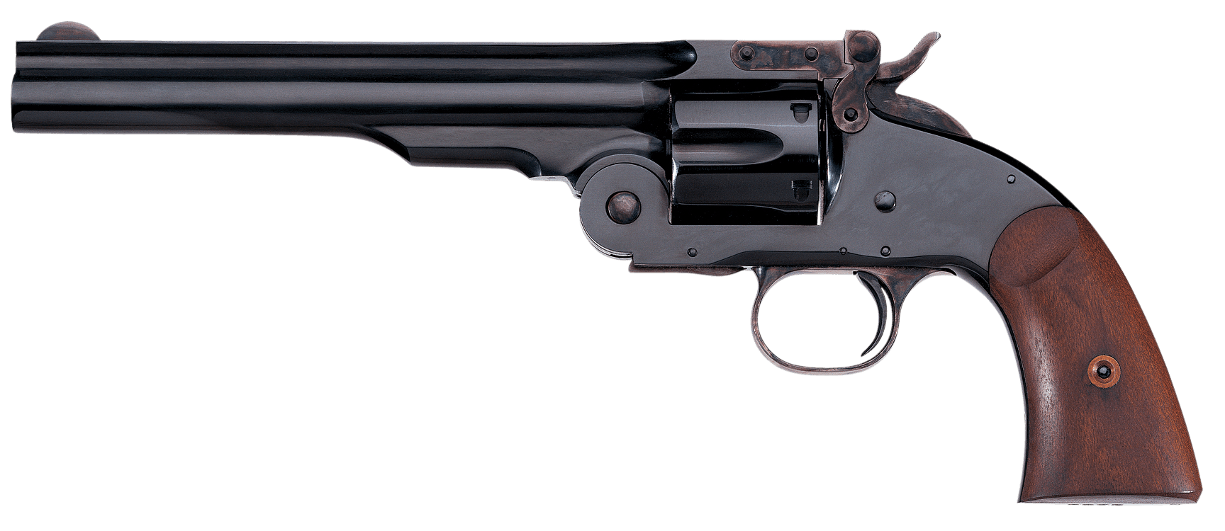 Taylors & Company 550677 Second Model Schofield 38 Special Caliber with 7" Barrel, 6rd Capacity Cylinder, Overall Blued Finish Steel & Walnut Grip