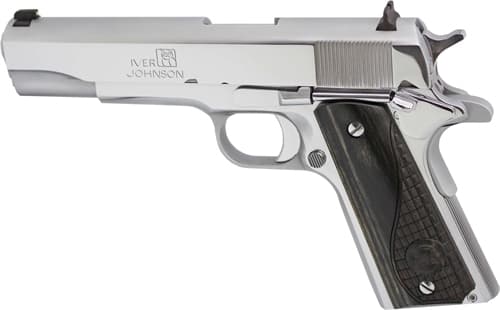 Iver Johnson Arms 191138CHRW 1911 A1 Government 70 Series 38 Super 5" 9+1 Chrome Black Diamondwood Grip