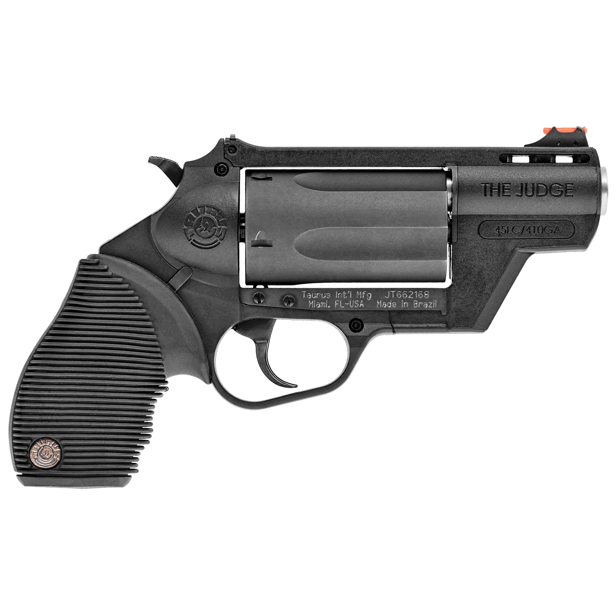 Taurus Public Defender Revolver - Black | 45 Colt / 410 Ga | 2.5" Barrel | 5rd | Rubber Grip | Fiber Optic Sight | Poly Frame