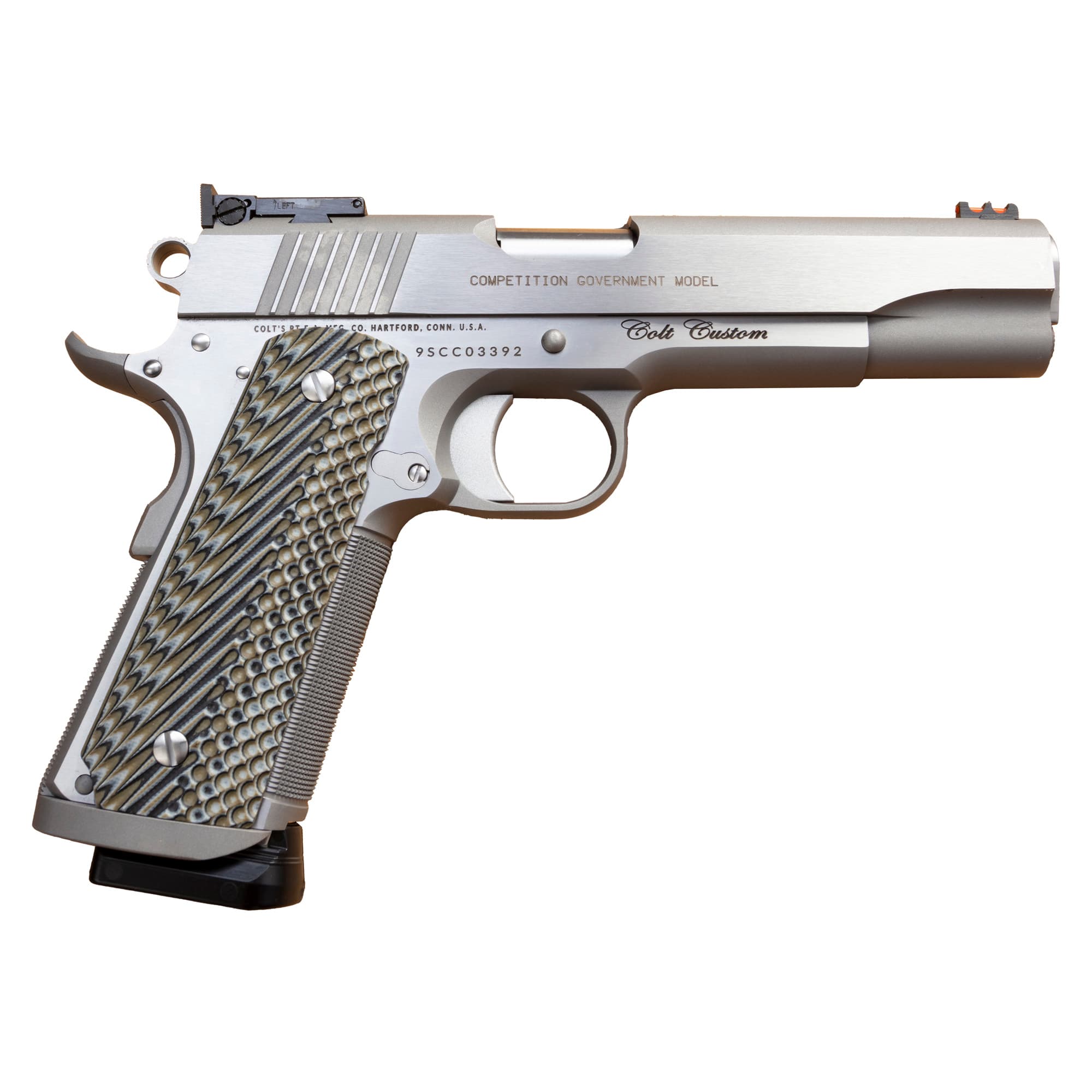 Colt 1911 Custom Competition 9mm Luger 5 inch 9 round Stainless Gray Grips