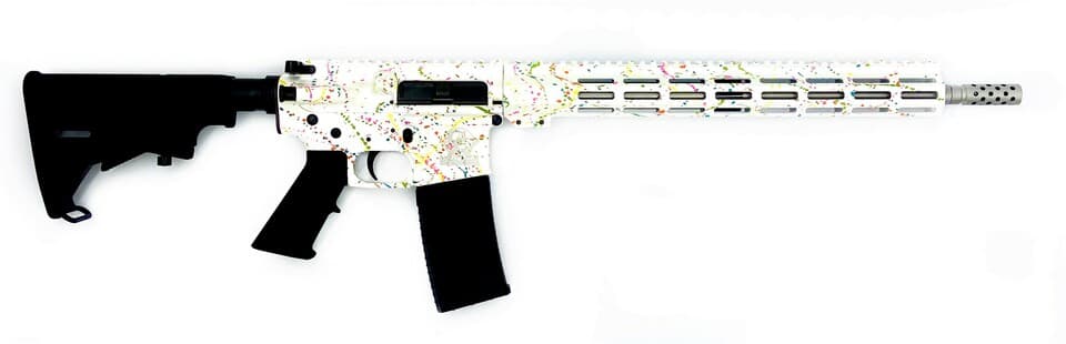 Great Lake Firearms GLFA AR15 Rifle .223 Wylde 16" 30 Rounds White Saved By The Splatter