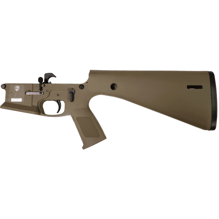 KE Arms KP-15 Polymer Complete AR15 Lower Receiver - FDE | Mil-Spec Parts Kit | Integral Buttstock & Pistol Grip