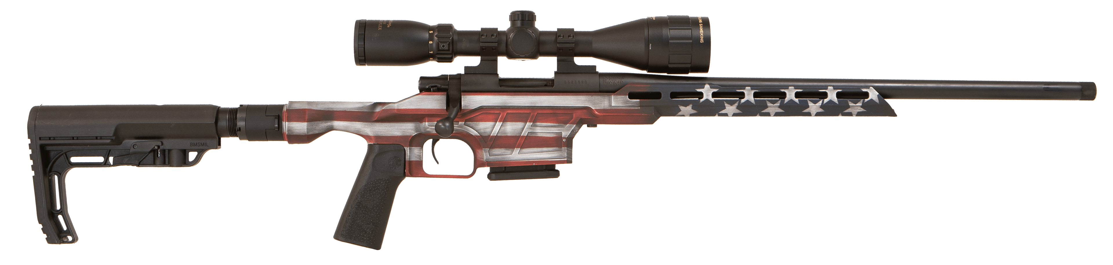 Howa HMXL762USA M1500 Mini Excel Lite 7.62x39mm 20" TB 5+1 American Flag Cerakote Black Folding HTI Excl Lite Chassis Stock