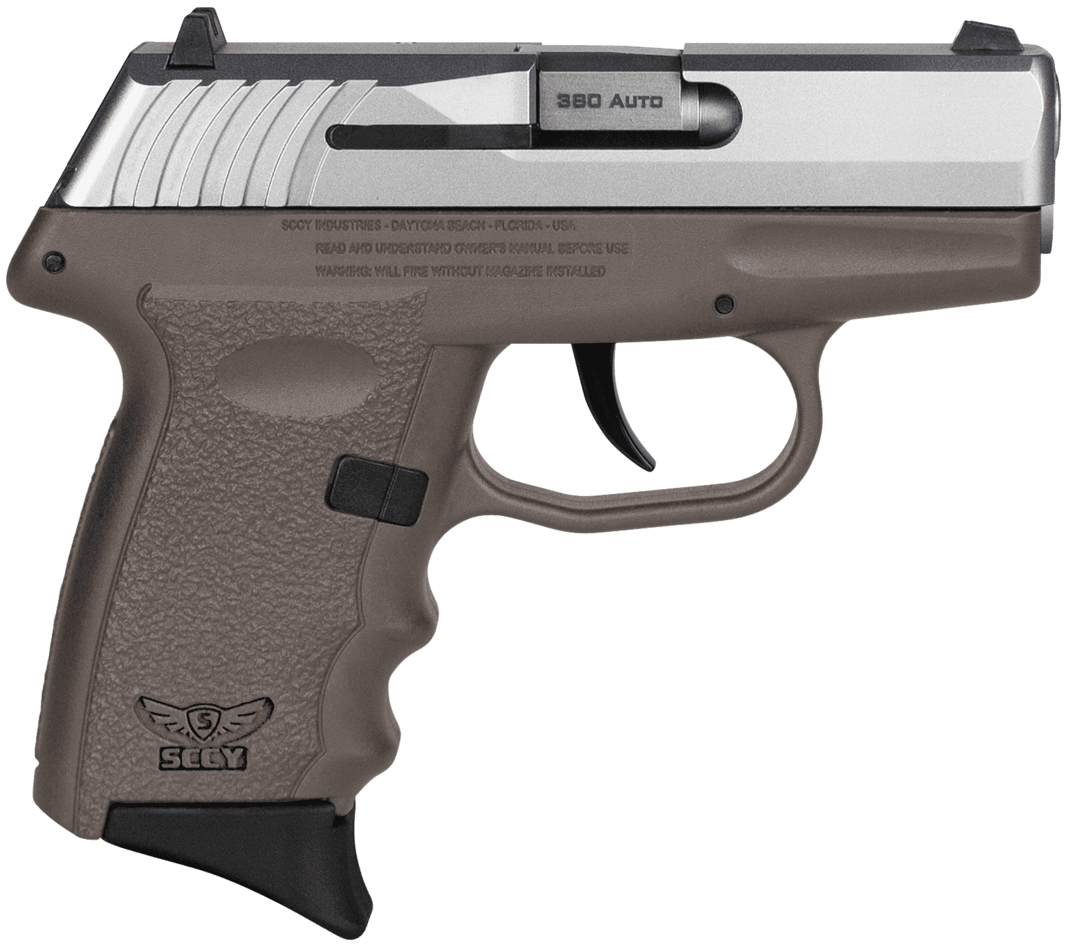 SCCY Industries CPX-3TTDE CPX-3  Sub-Compact Frame 380 ACP 10+1, 3.10" Stainless Quadlock Barrel, Serrated Stainless Steel Slide, Flat Dark Earth Polymer Frame w/Finger Grooves, No Safety,