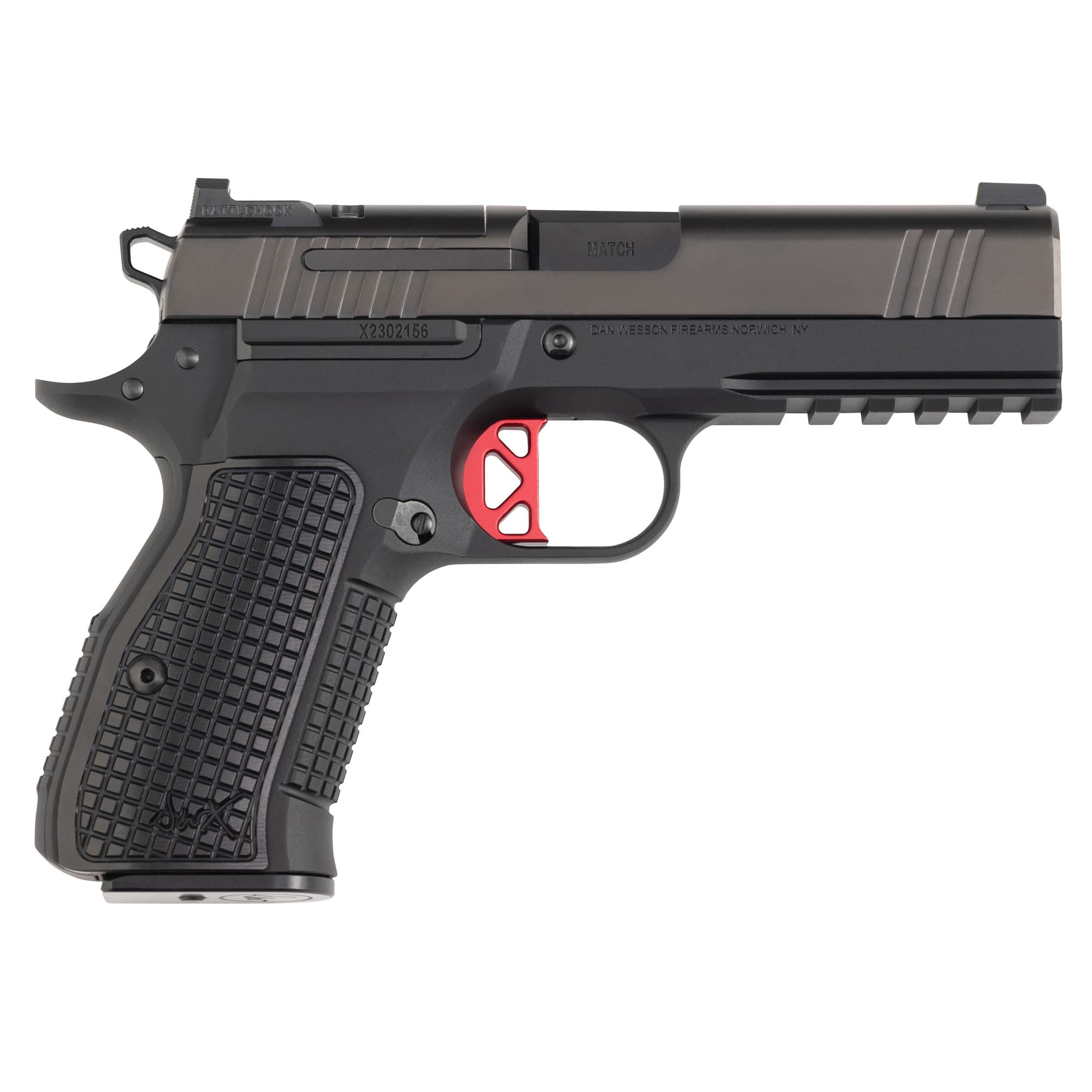 Dan Wesson 92113 DWX  Compact Frame 9mm Luger 10+1 4.95" Black Match Grade Barrel, Black DLC Optics Ready/Serrated Steel Slide, Black Aluminum Frame w/Beavertail Black Textured Aluminum Grip