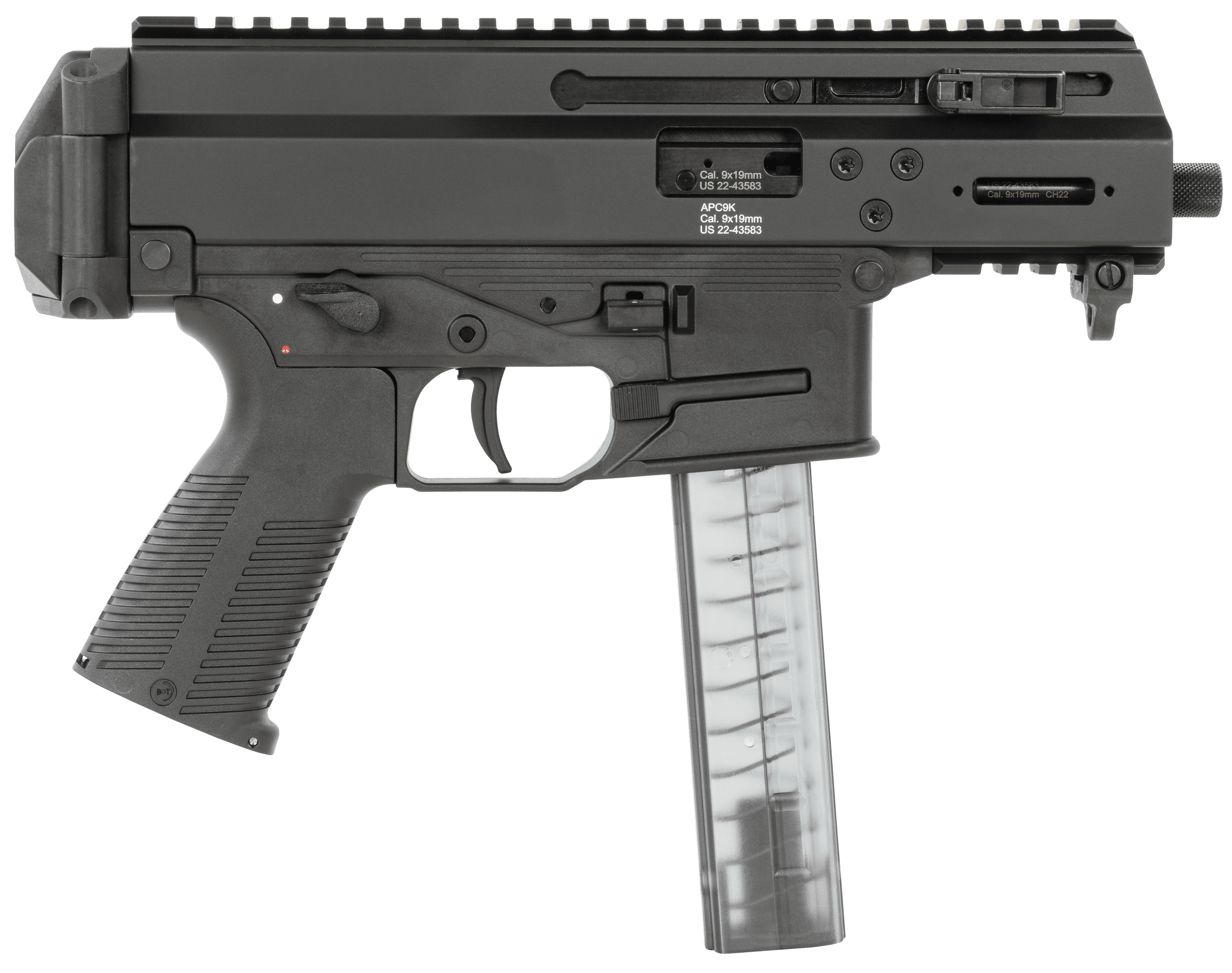 B&T APC9K Pro 9mm Luger 4.3in 30 Rounds M-LOK Handguard Black Anodized