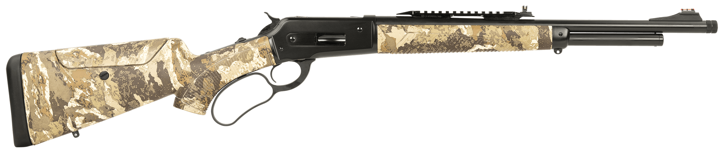 Taylors & Company 210317 1886 Journey 45-70 Gov 5+1 19" Threaded, Black Cerakote Barrel/Rec, Camo Furniture, Adj. Cheekrest Stock, Fiber Optic Sight with Optic Mount, Scope Mount