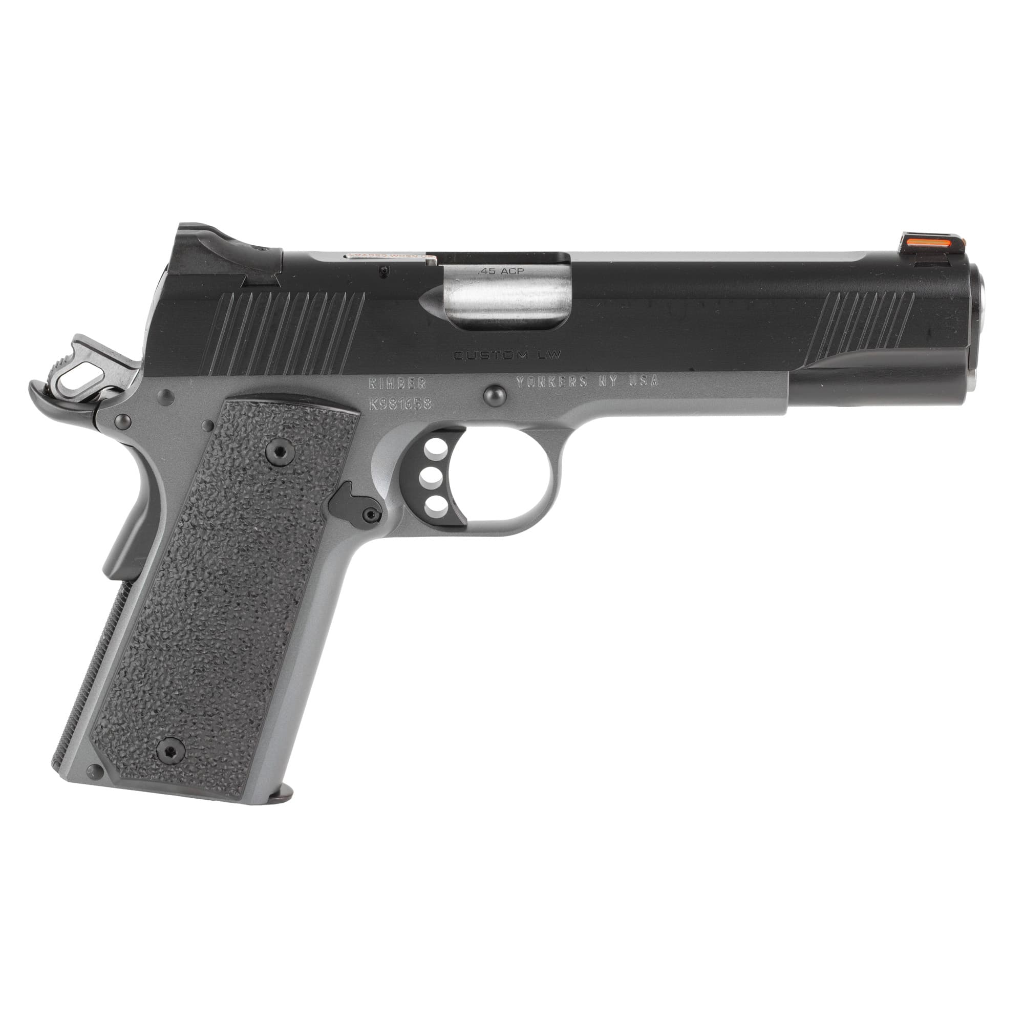 Kimber Mfg.,inc 3700693CA Custom LW Shadow Ghost (MA) 45 ACP 8+1 5" KimPro Black Stainless Steel Slide Double-Diamond Checkered Rubber Grip