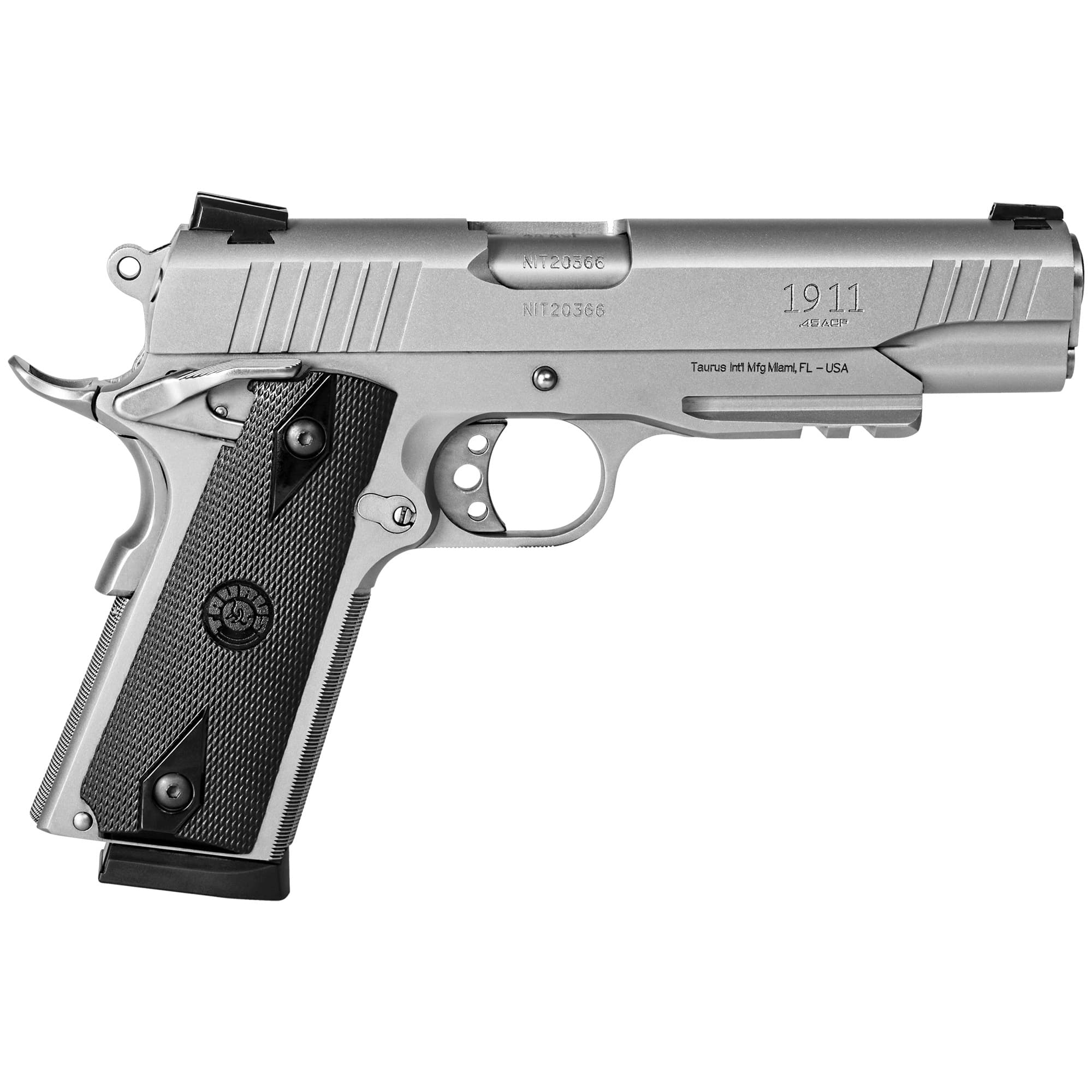 Taurus 1911 Pistol - Stainless Steel | .45 ACP | 5" Barrel | 8rd | Full Size Frame | Picatinny Rail