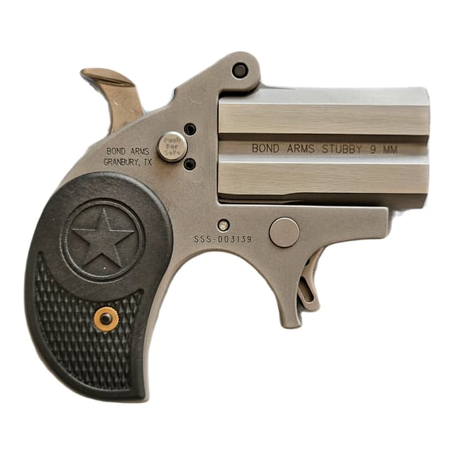 Bond Arms BASTB Stubby 9mm 2rd Shot 2.20" Matte Stainless Steel Frame Black Textured Polymer Grips