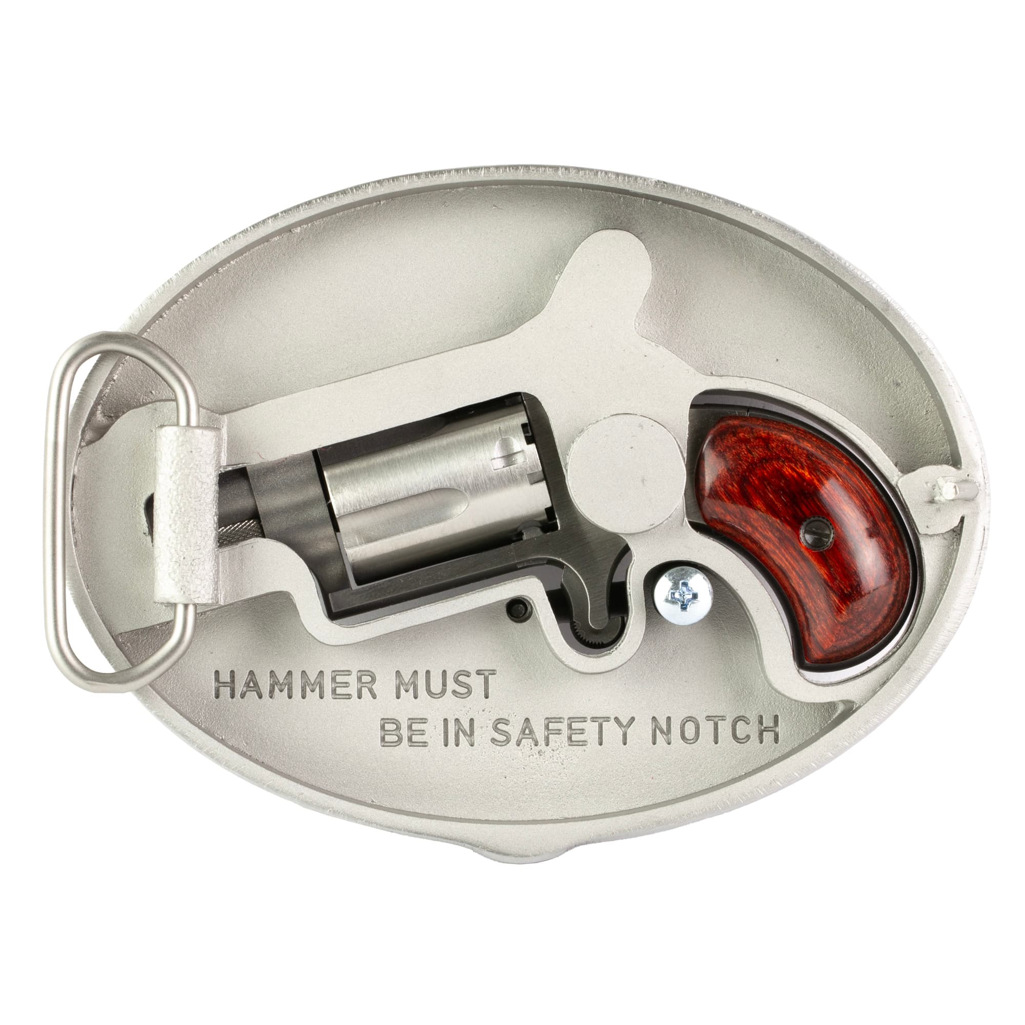 NAA Mini-Revolver w/ Enclosed Belt Buckle 22 LR 1.13 in Stainless / Wood 5 rd.