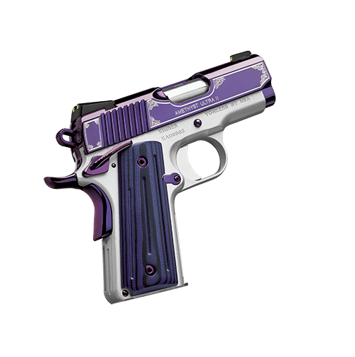 Kimber Mfg, Inc 3200363 Ultra II  45 ACP 7+1 3" Stainless Match Grade Barrel, Engraved Purple Amethyst PVD Serrated Stainless Steel Slide, Satin Silver Aluminum Frame w/Beavertail, G10 Grip