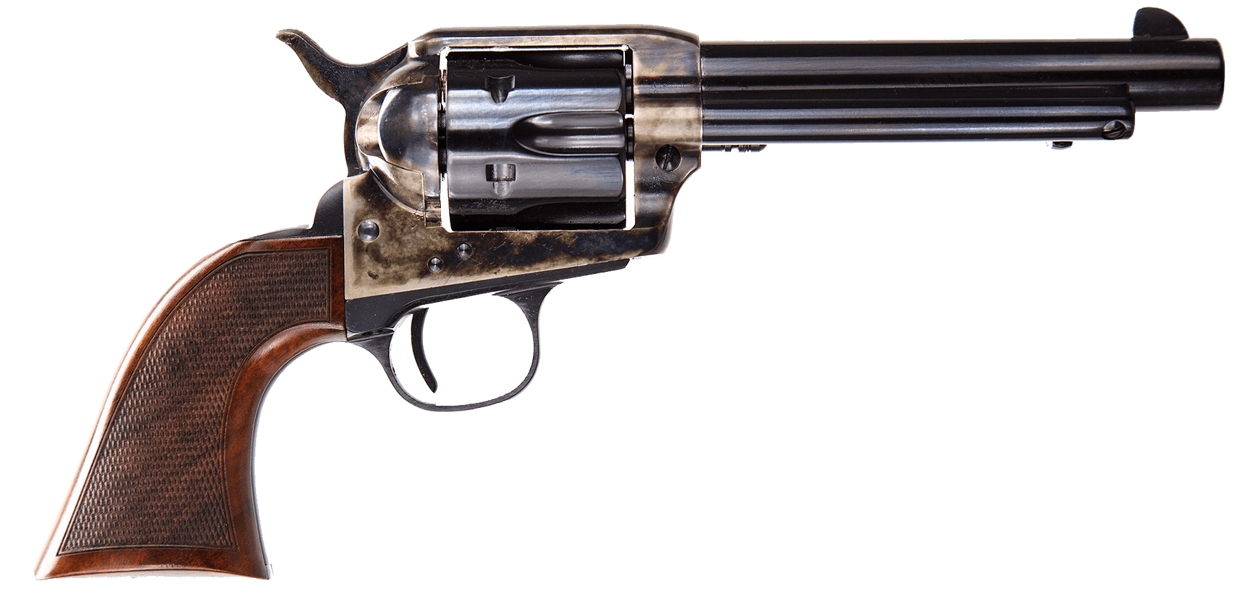 Taylors & Company 4110DE Smoke Wagon Deluxe 45 Colt (LC) 6rd 5.50" Blued Cylinder & Barrel Color Case Hardened Steel Frame Checkered Walnut Grip (Taylor Tuned)