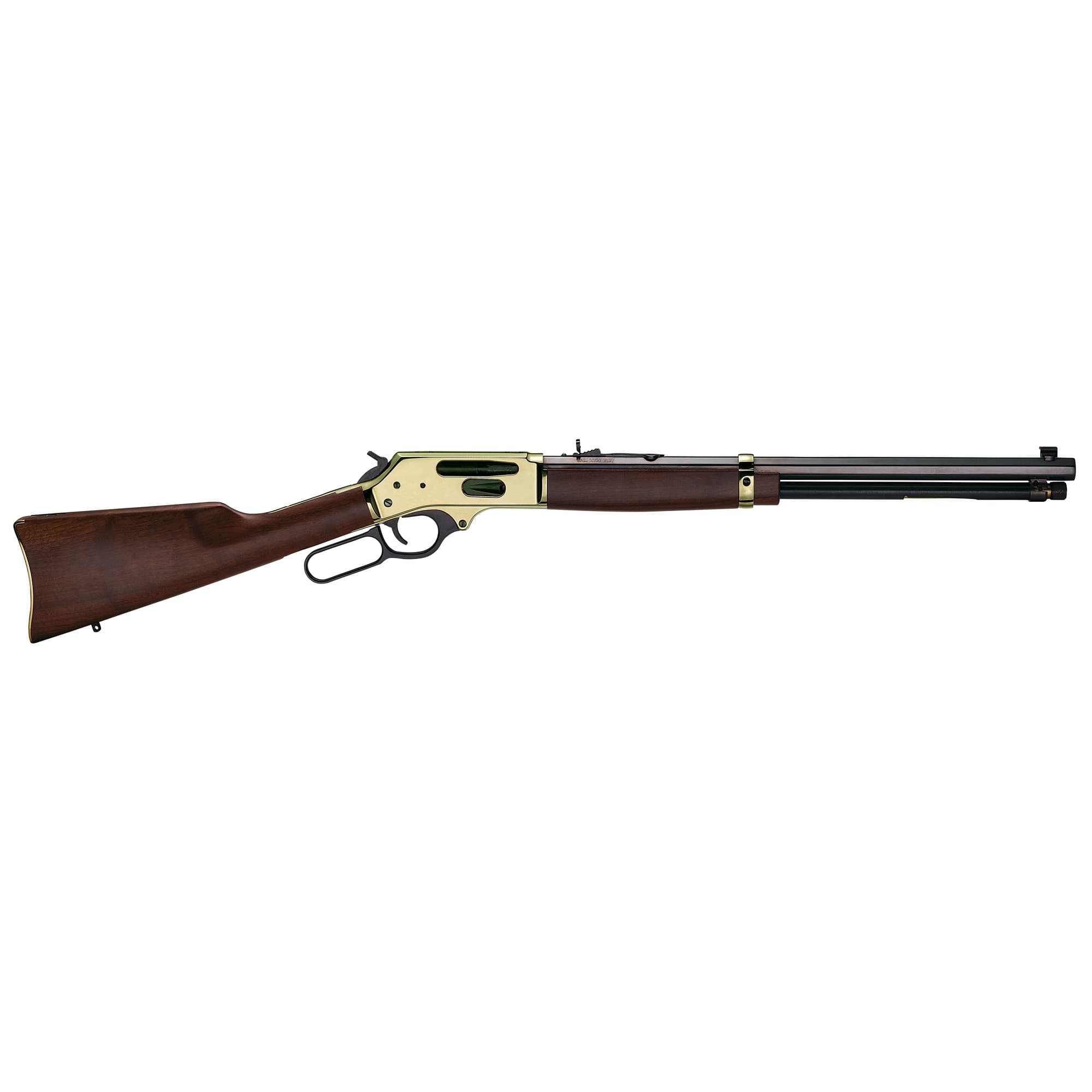 Henry H009BG Side Gate Full Size 30-30 Win 5+1 20" Blued Steel Barrel, Brass Polished Drilled & Tapped Brass Receiver, American Walnut Fixed Stock, Right Hand
