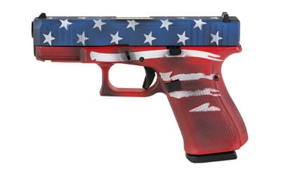 Glock G19 Gen 5 9mm 4.02in 15rd Red White Blue Battleworn Flag Cerakote