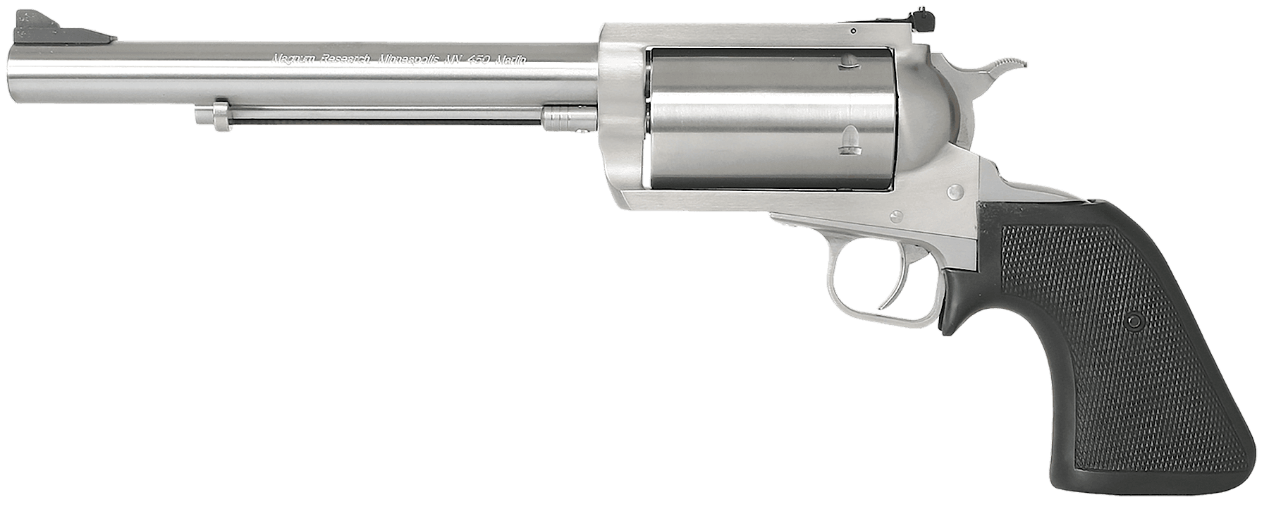 Magnum Research BFR500SW7 BFR Long Cylinder Large Frame 500 S&W Mag 5 Shot, 7.50" Brushed Stainless Steel Barrel, Cylinder & Frame, Black Rubber Grip, Exposed Hammer