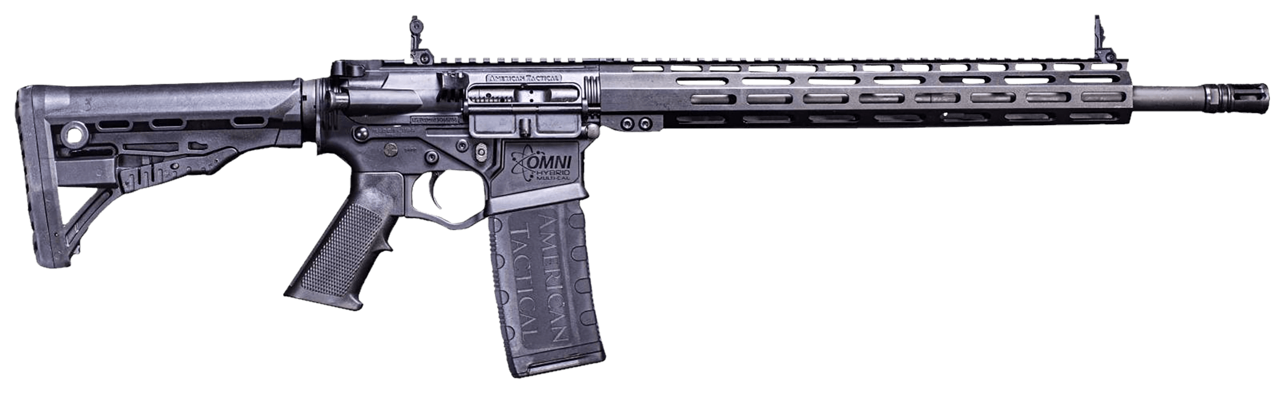 American Tactical Inc. Omni Hybrid Maxx 300 AAC Blackout (7.62x35mm), 16in. Barrel, 30rd, 13" MLOK Handguard, A2 Grip & Roger's Adj. Super Stock - Black (NPN: ATIATIGOMX300MTS)