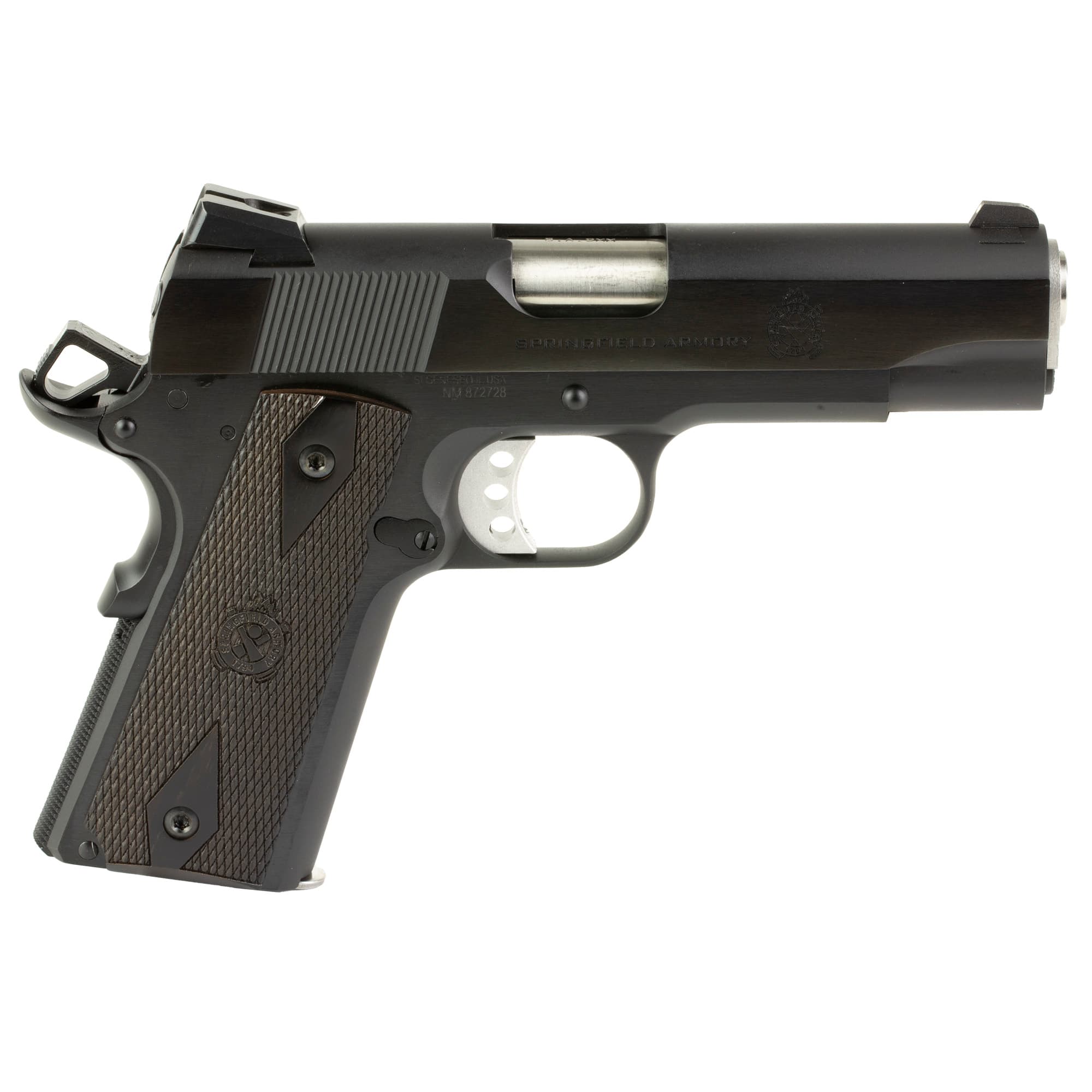 Springfield Armory PX9417 1911 Garrison 9mm Luger 9+1 4.25" Stainless Match Grade Barrel, Blued Serrated Carbon Steel Slide & Frame w/Beavertail, Thinline Wood Grip