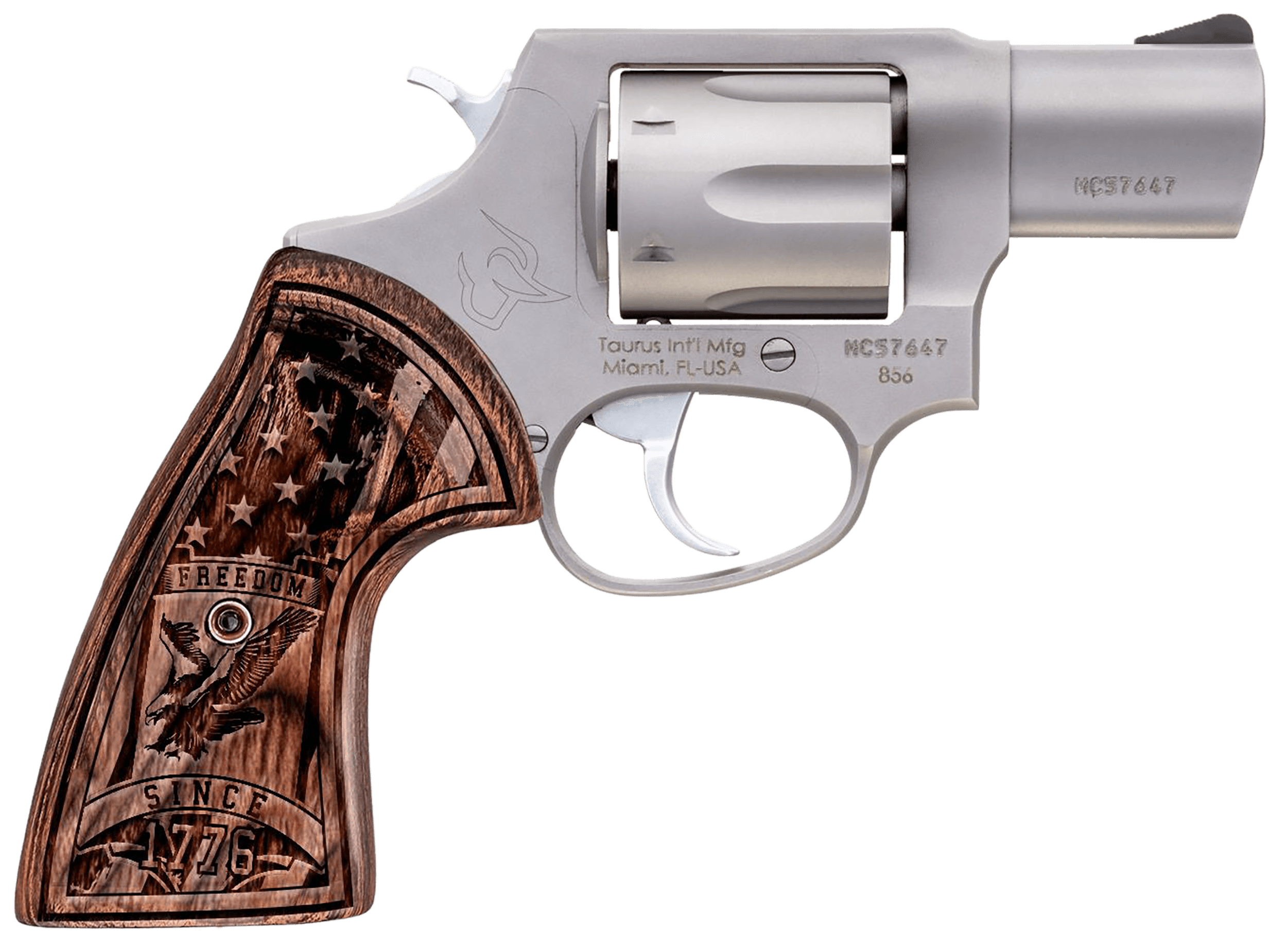 Taurus M605 .357 Magnum 2" 5 Round Stainless Engraved Walnut Grip