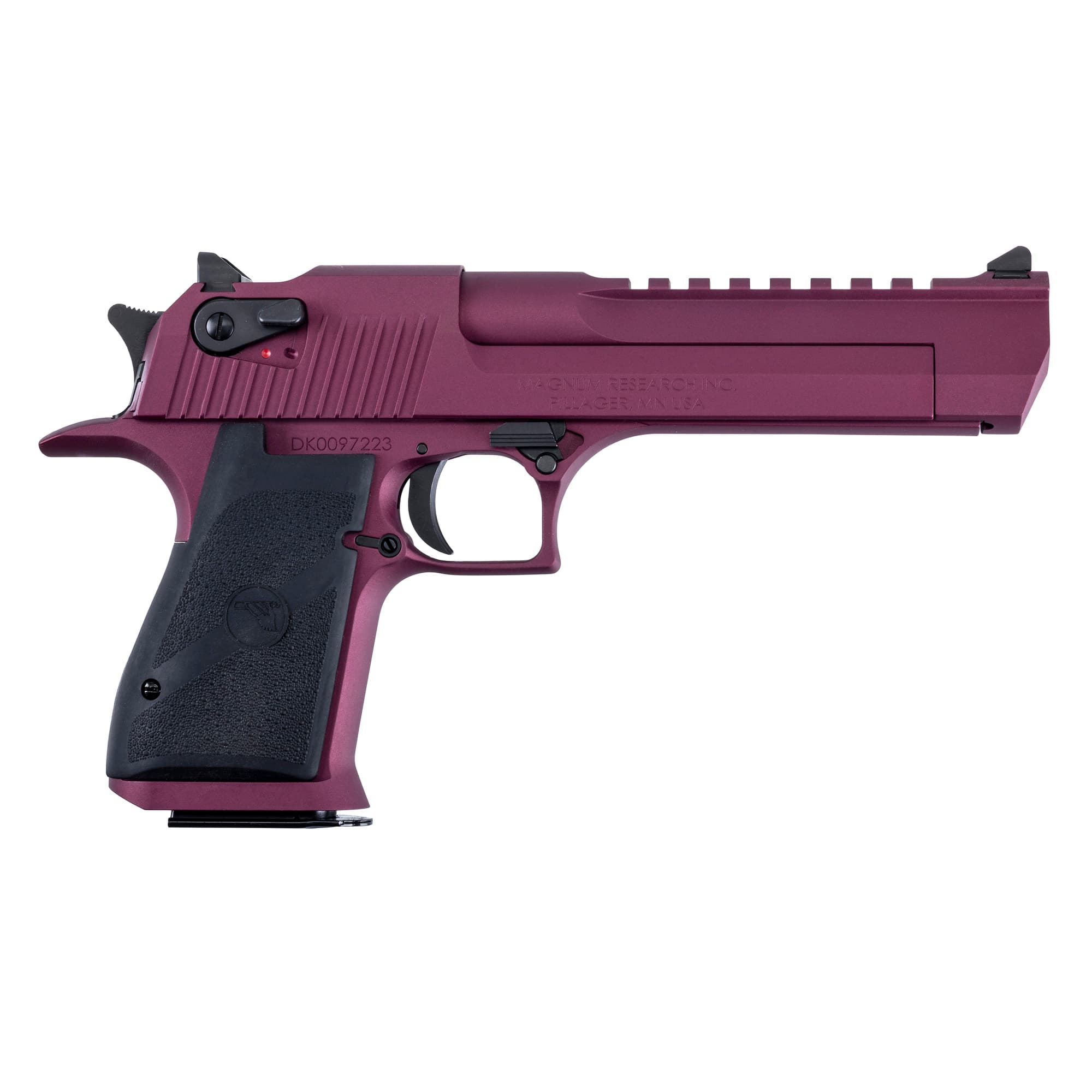 Magnum Research DE50BKC Desert Eagle Black Cherry 50 AE 7+1 6" Black Barrel, Metallic Black  Cherry Cerakote Serrated Slide, Aluminum Frame w/Picatinny Rail & Beavertail Black Rubber Grips