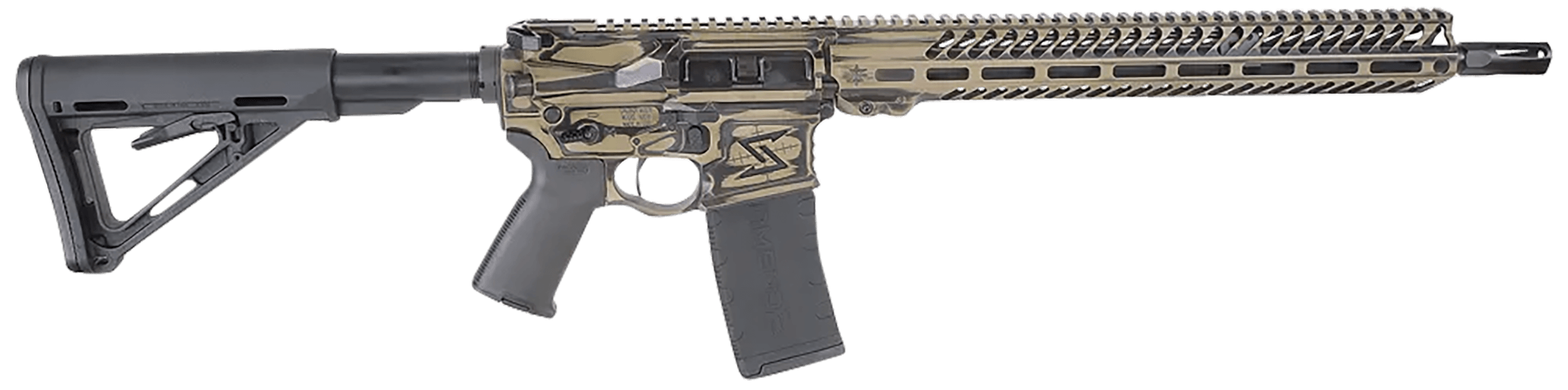 Seekins Precision 0011300073FDEBW NX15 223 Wylde 30+1 16", FDE Battleworn Rec/Handgaurd, Black Magpul Collapsible Carbine Stock & Grip, Nest Flash Hider, Timney Trigger, Ambi Controls