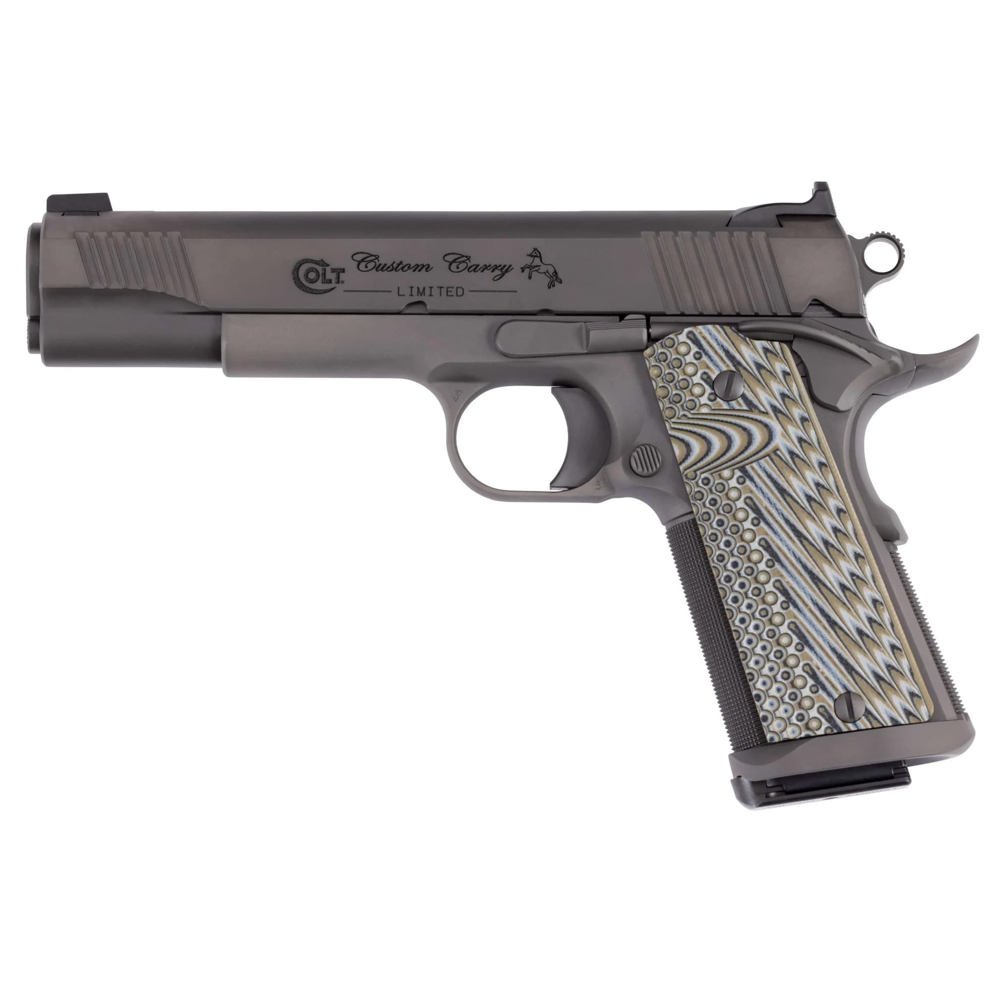 Colt, 1911 Custom Carry, .45 ACP, 5 inch, 8 round, Stainless Smoke Dlc