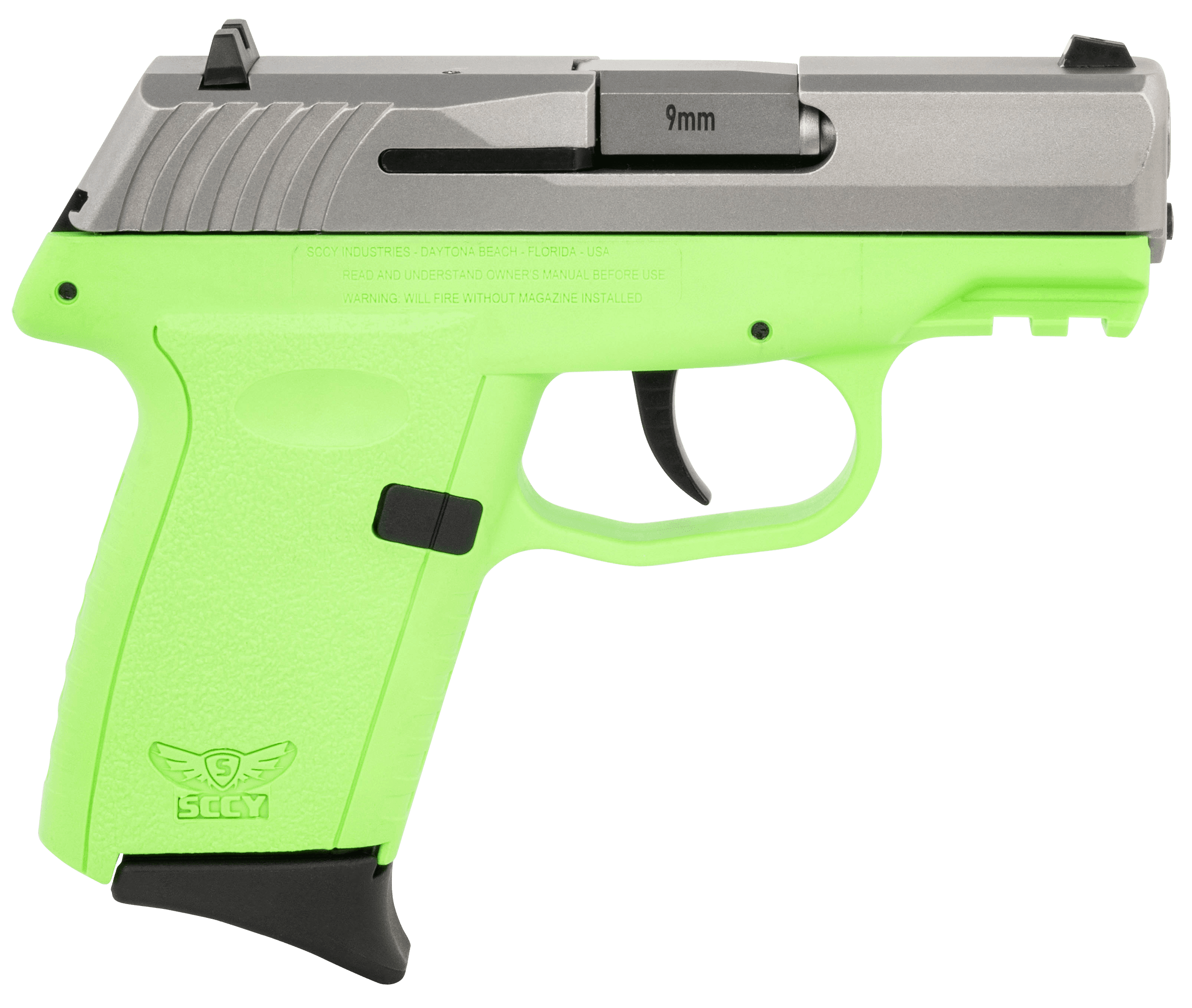SCCY CPX-2 Gen 3 Sub-Compact Pistol - Stainless / Lime Green | 9mm | 3.1" Barrel | 10rd | No External Safety