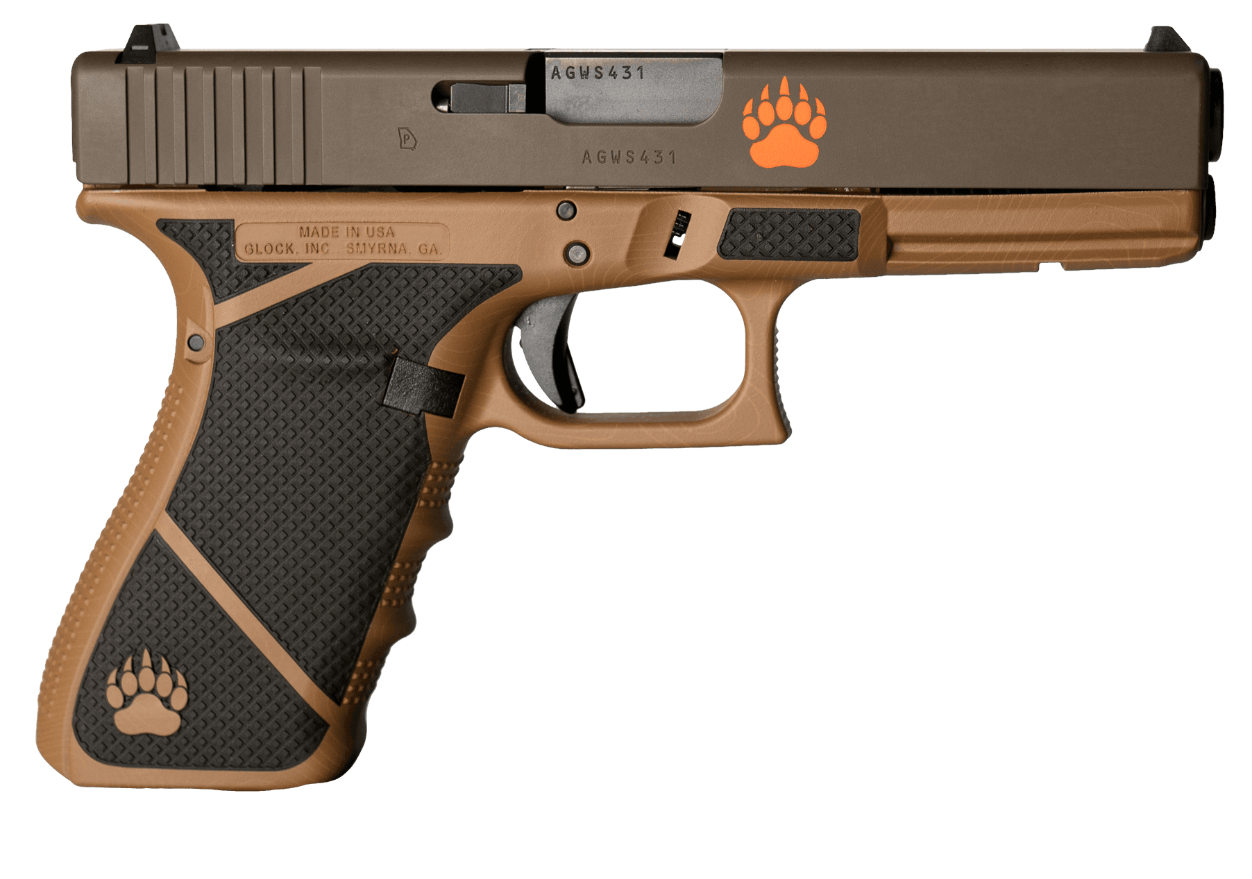 Weapon Works UG2050203-228094 G20 Gen4 Full Size Frame 10mm Auto 15+1 4.61" Black Steel Barrel Grizzly Glock Serrated Steel Slide Grizzly Glock Polymer Frame w/Picatinny Rail Ambidextrous, USA Made
